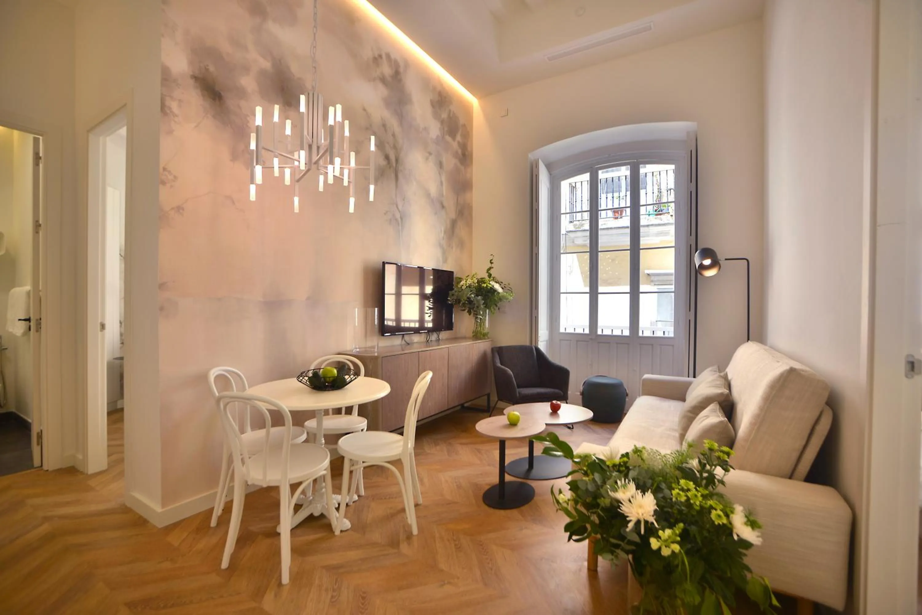 Living room in Plaza Mina Suites - Adults Recommended by Luxury Suites Cadiz