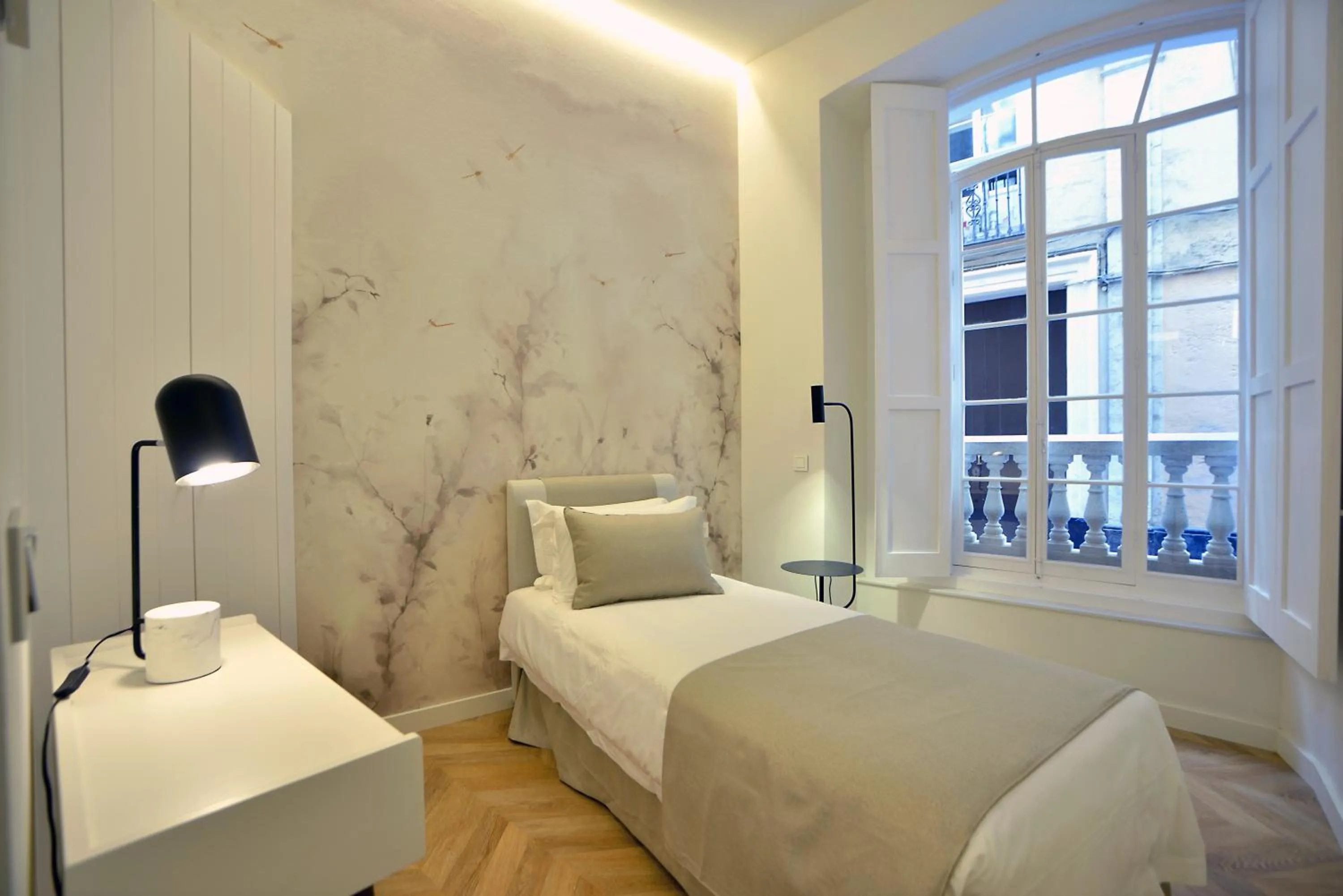 Bedroom, Bed in Plaza Mina Suites - Adults Recommended by Luxury Suites Cadiz