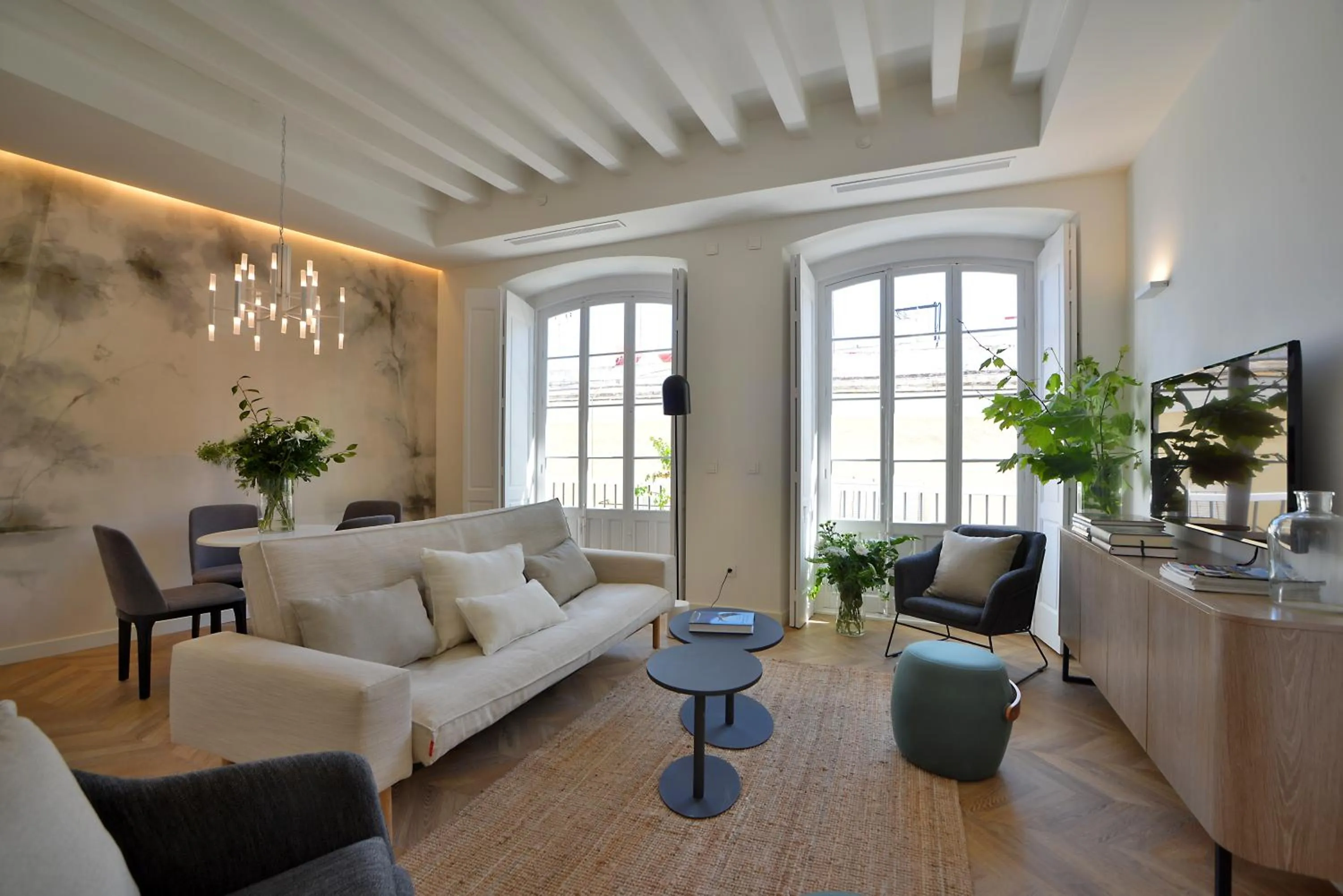 Living room in Plaza Mina Suites - Adults Recommended by Luxury Suites Cadiz