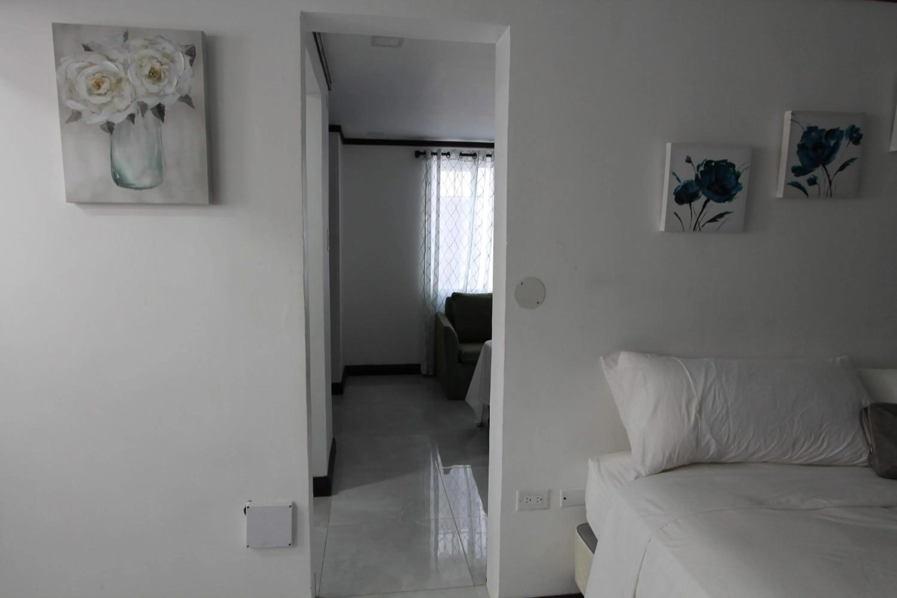 Bedroom, Bed in Sand and Blue Seas