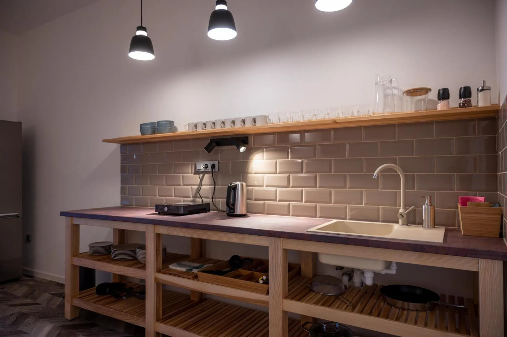 Kitchen or kitchenette in ART Hostel & Apartments