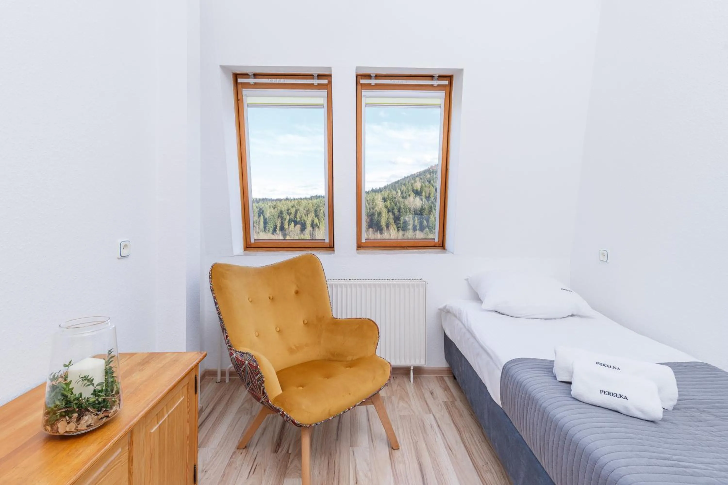 Seating area, Bed in Ośrodek Perełka Bieszczady