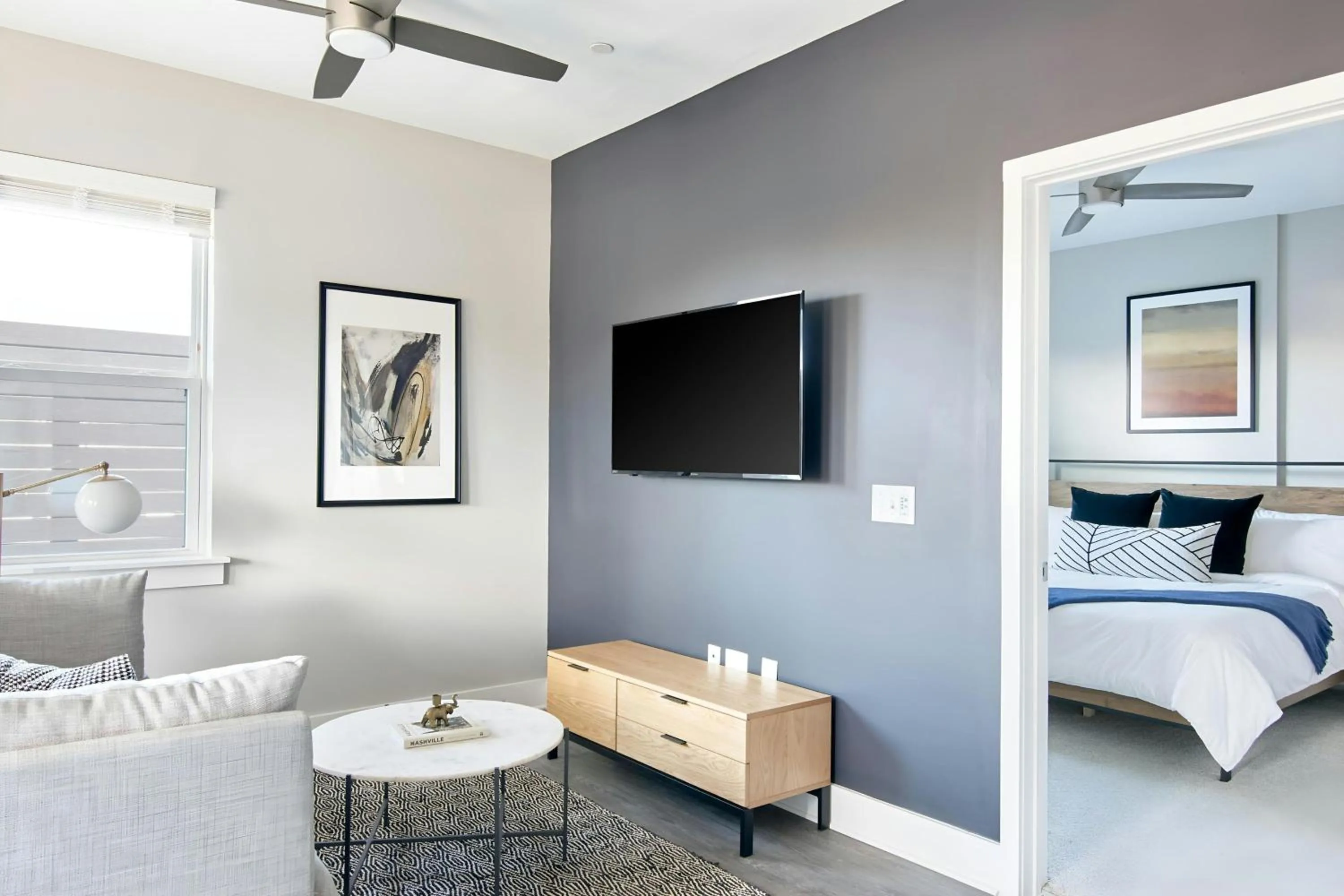 Living room, Bed in Sonder by Marriott Bonvoy Belcourt Apartments Hillsboro Village