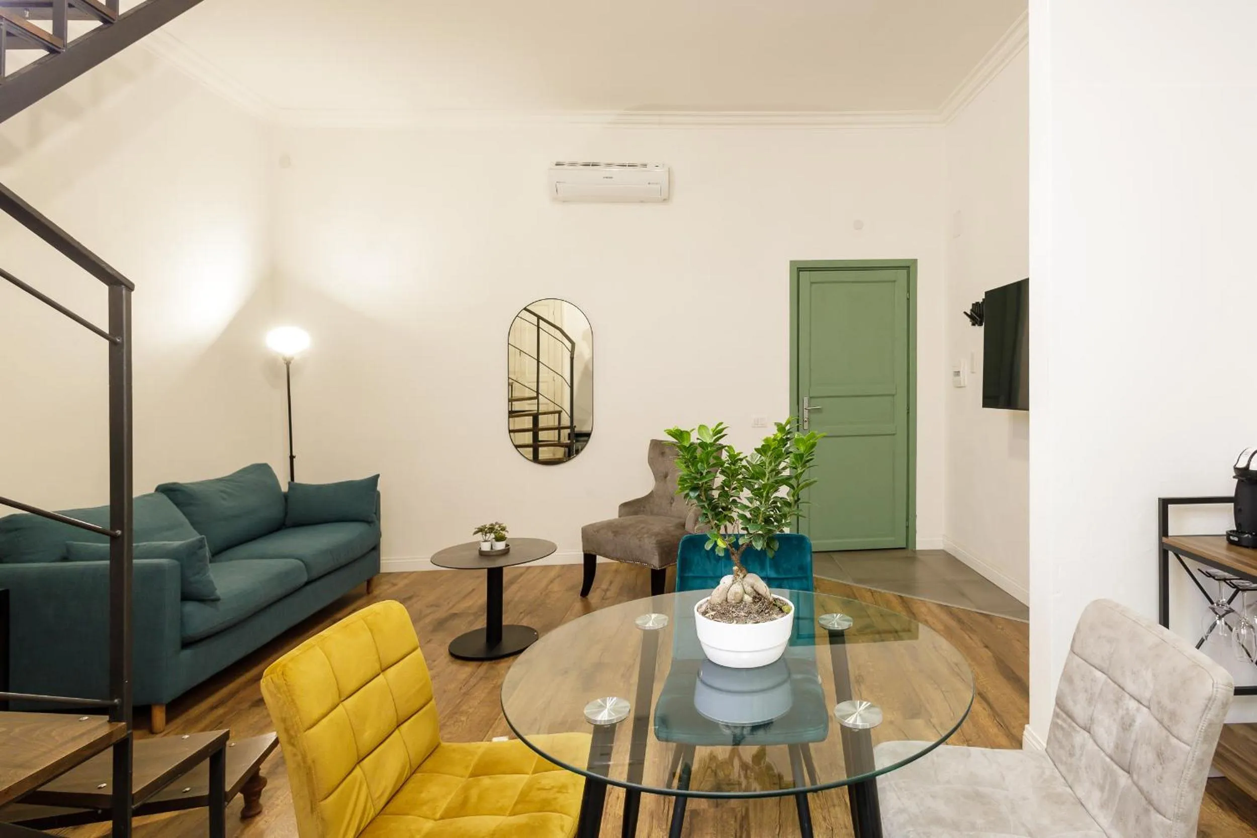 Seating area in Palà Suites