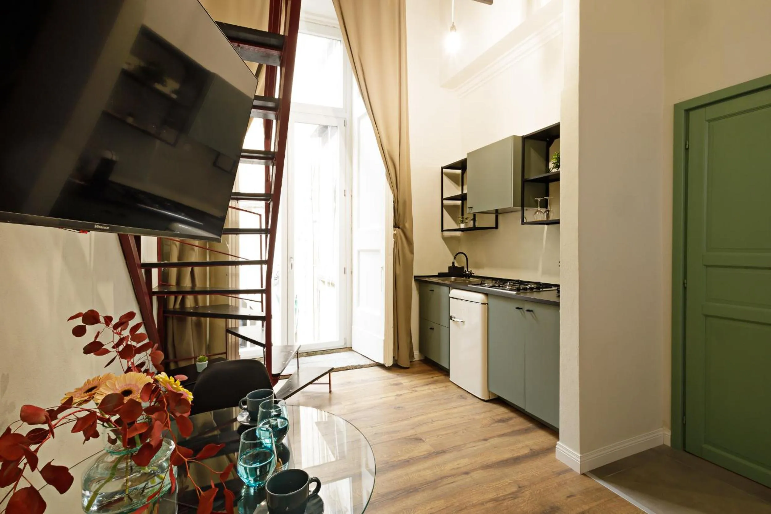 Seating area in Palà Suites