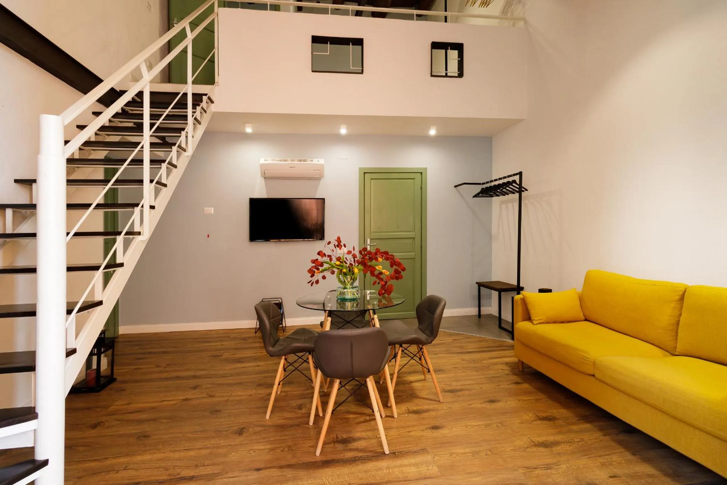 Seating area in Palà Suites