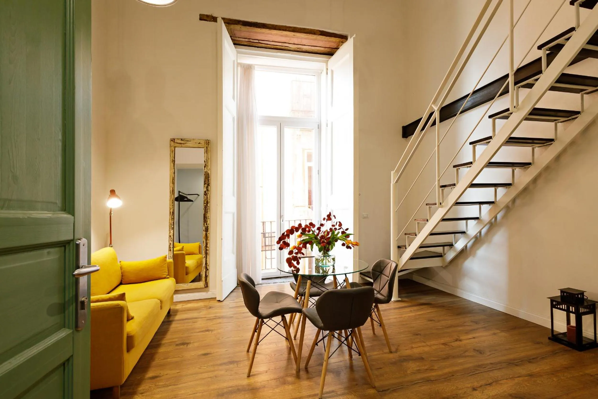 Seating area in Palà Suites