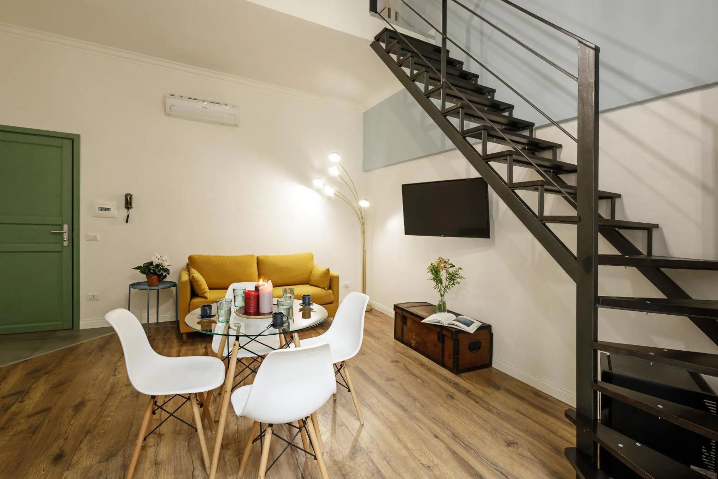 Seating area in Palà Suites