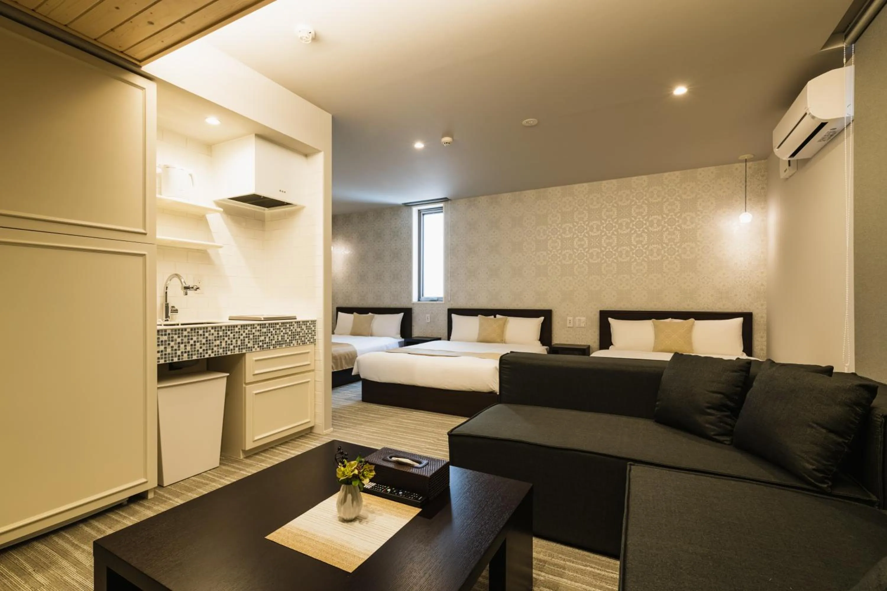 Photo of the whole room, Bed in GRAND BASE Yakuin Odori