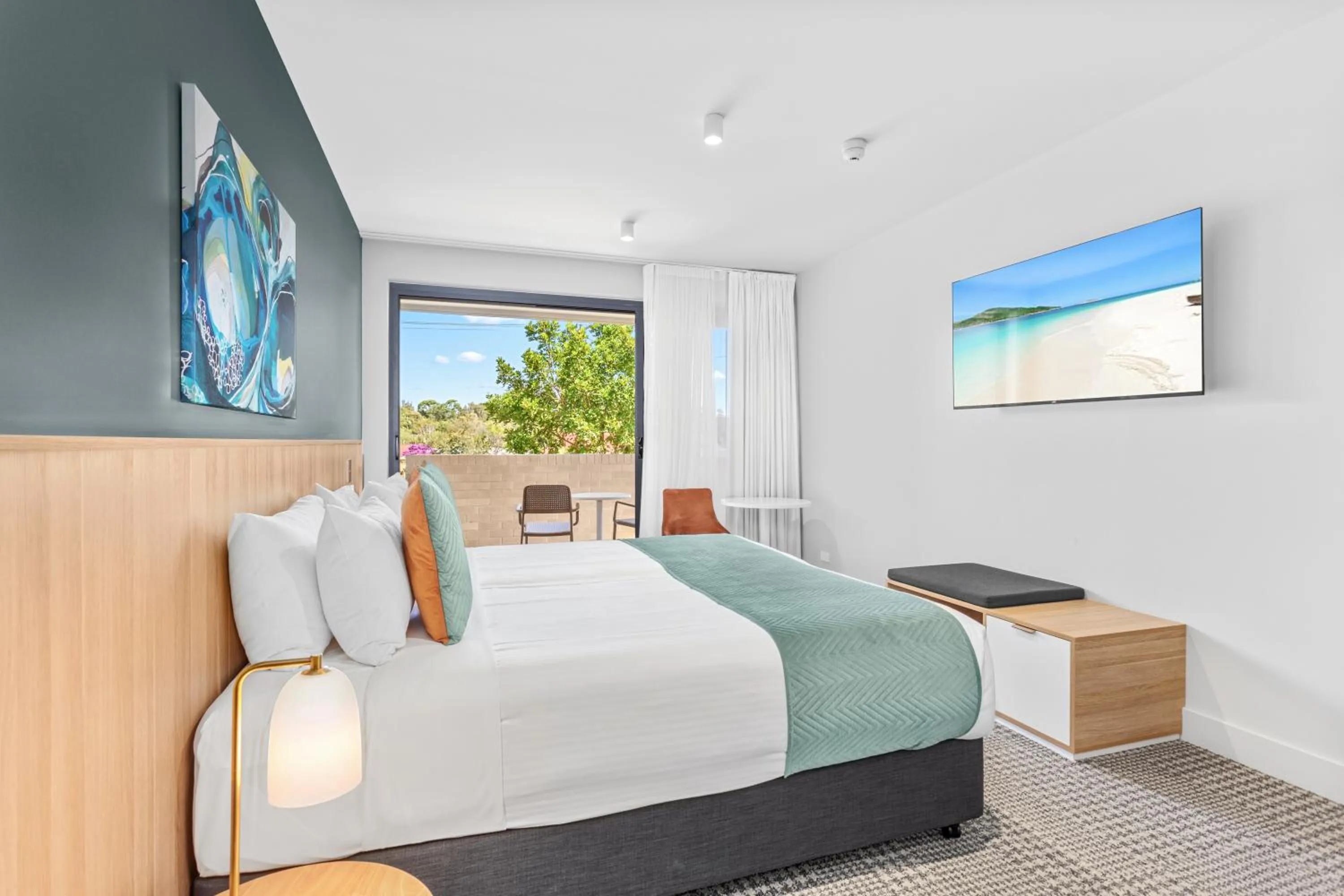 Balcony/Terrace, Bed in Club Old Bar Motel