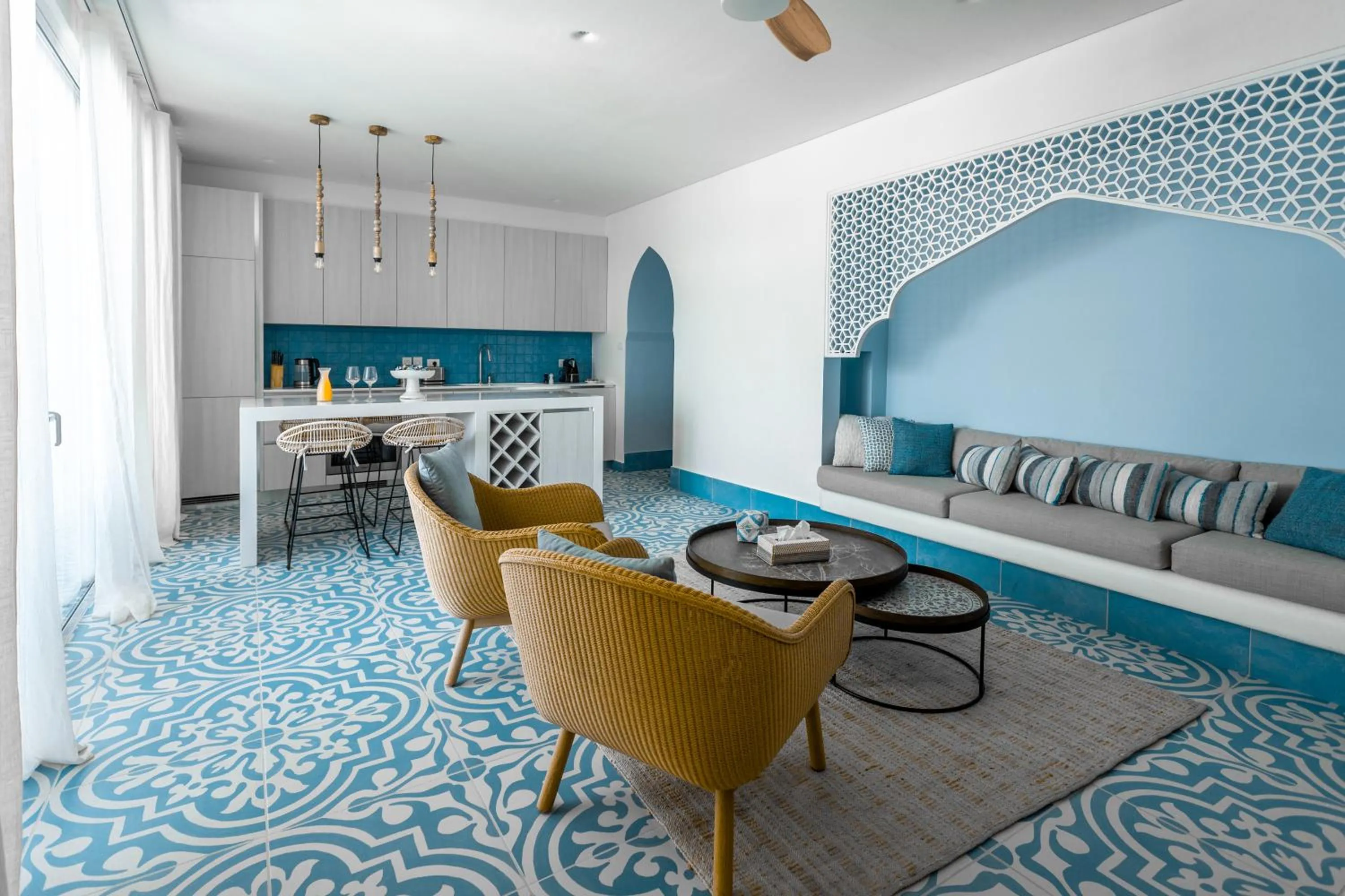 Seating area in Cloud 7 Residences Ayla Aqaba