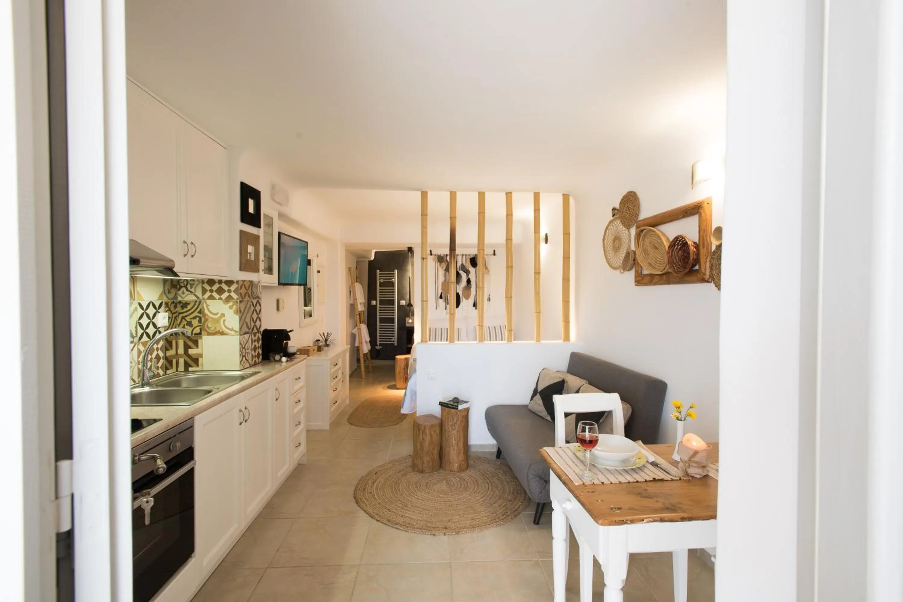 Kitchen or kitchenette in Mykonos Dot Apartments