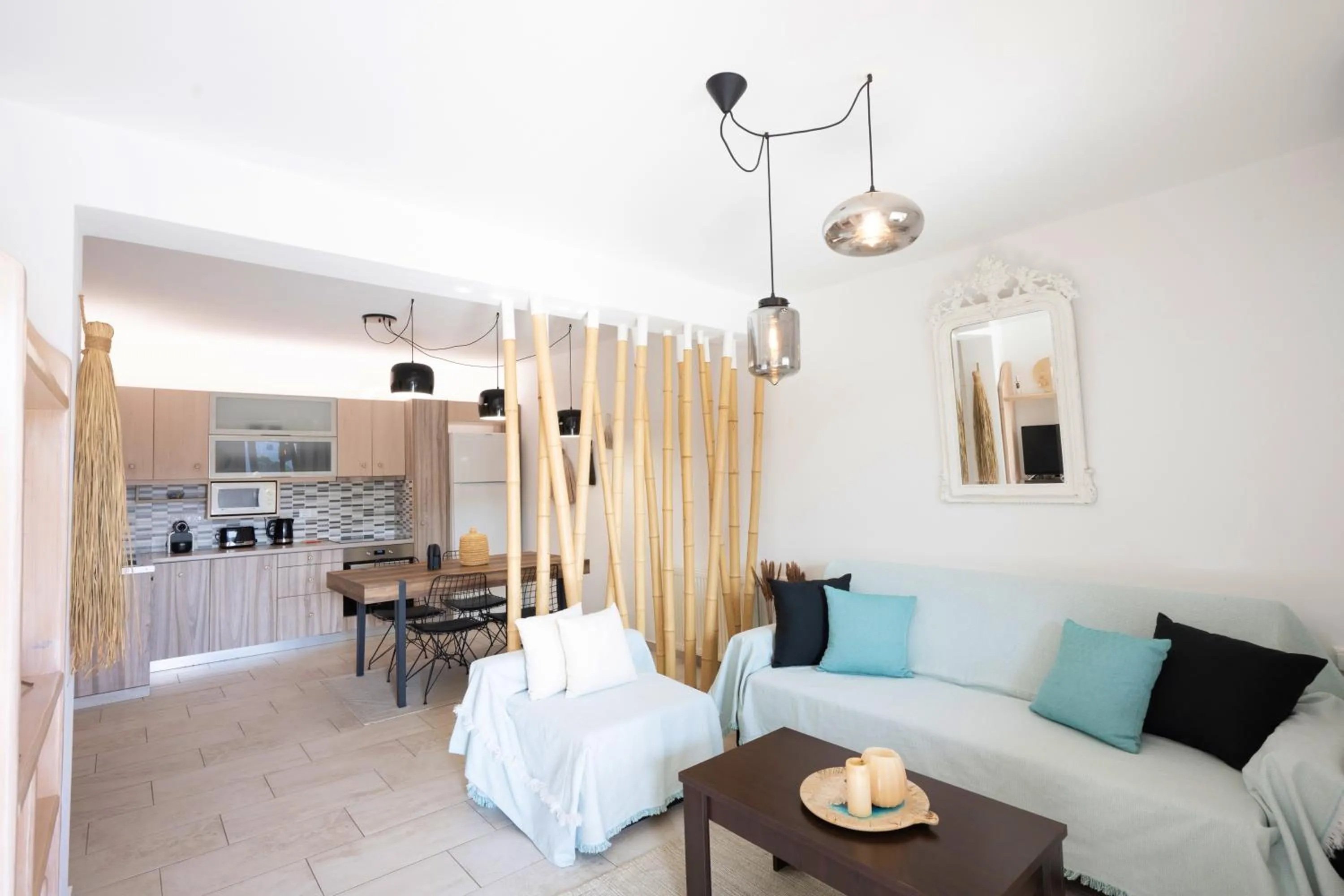 Kitchen or kitchenette in Mykonos Dot Apartments