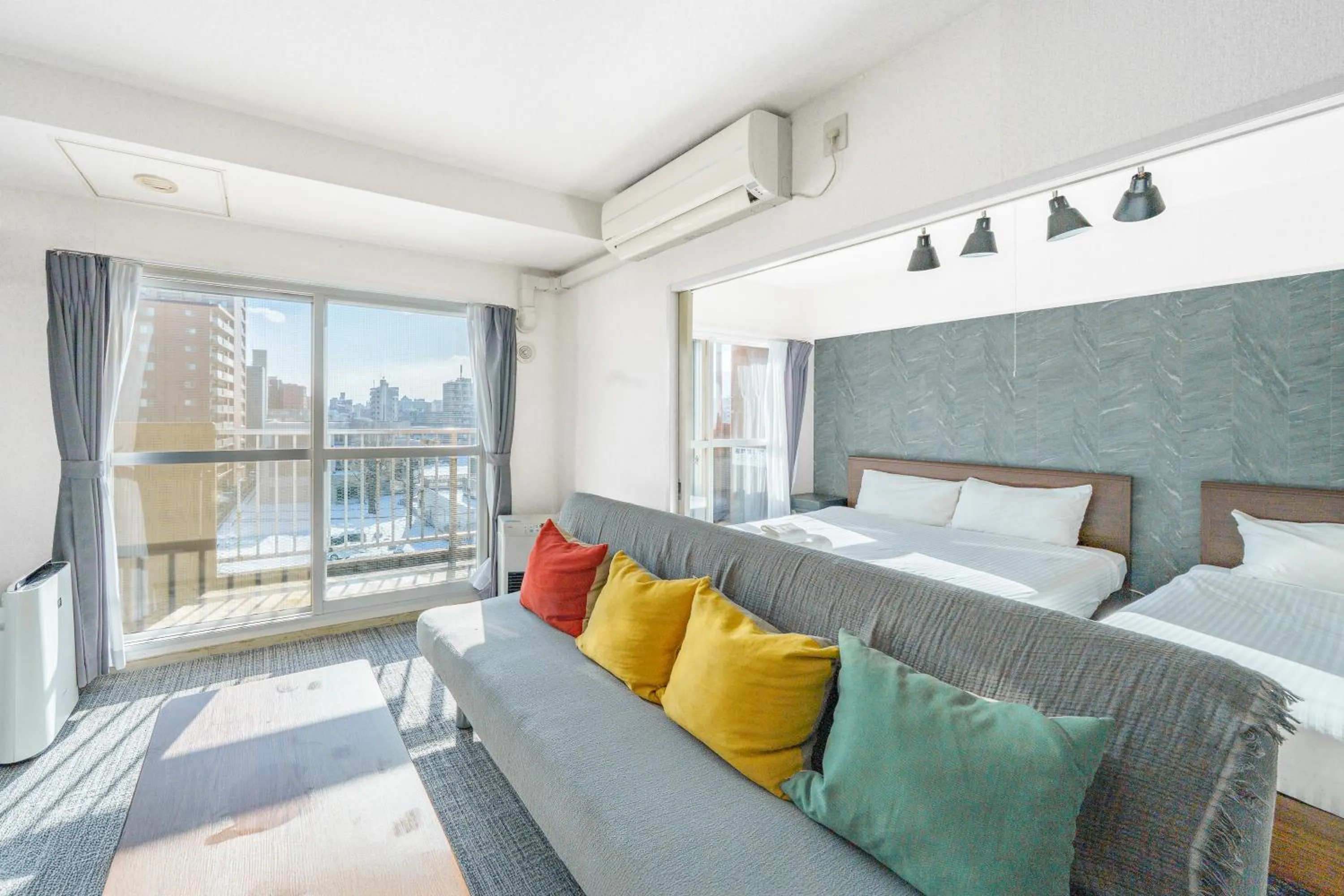 Living room, Bed in 88 Matsui Building Sapporo