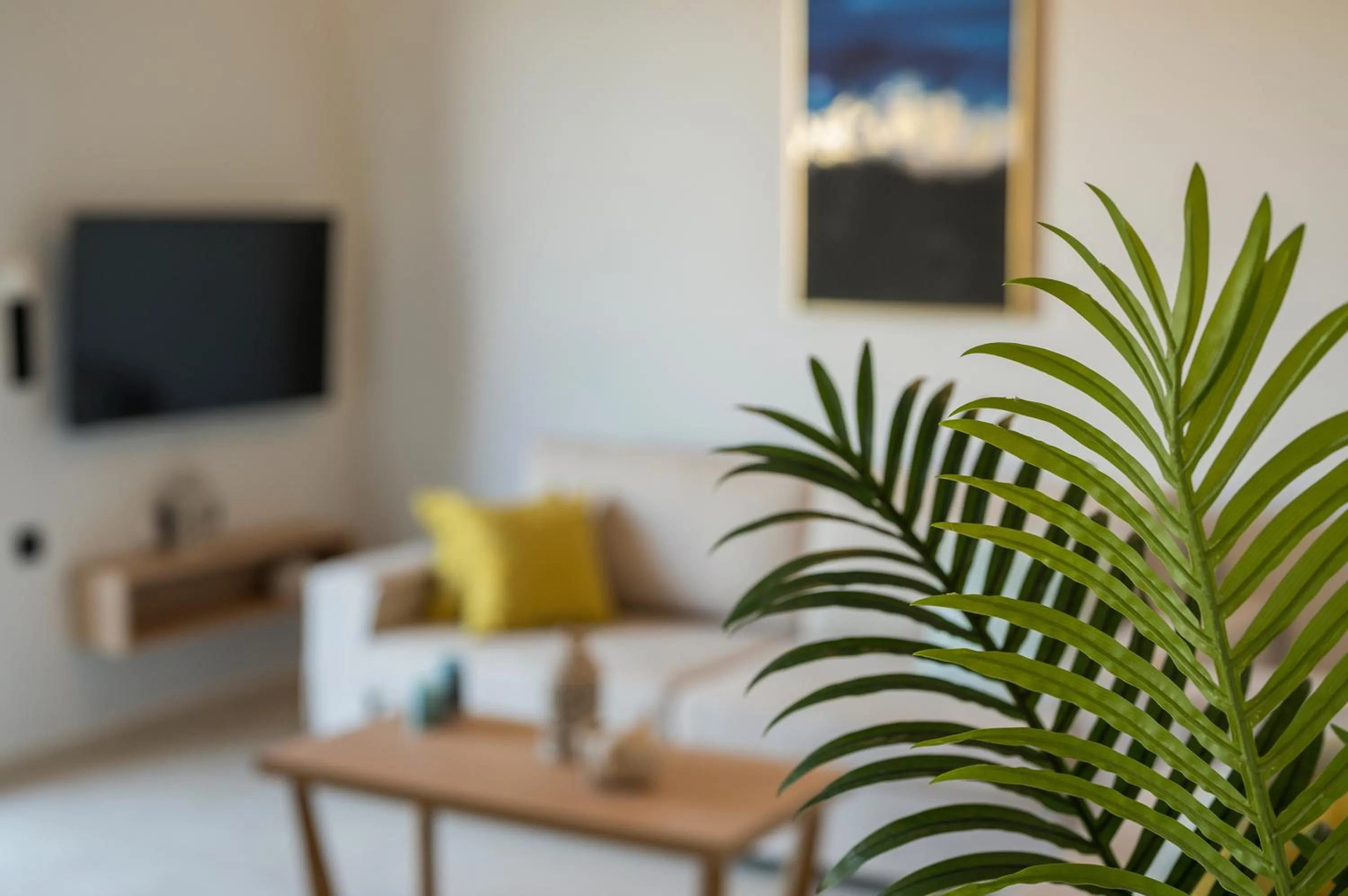Living room in Aegean Breeze Luxury Apartments next to the sea