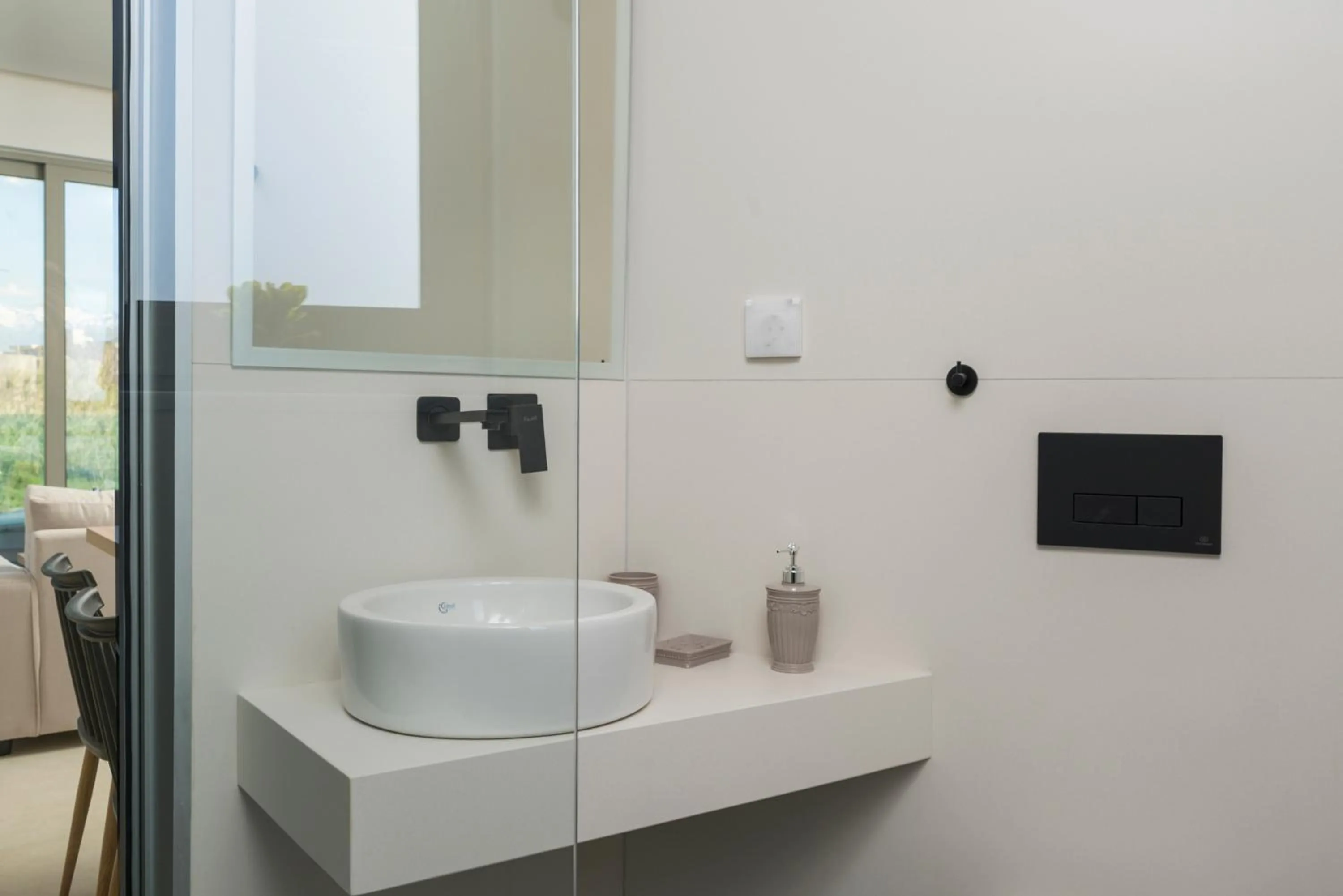 Bathroom in Aegean Breeze Luxury Apartments next to the sea