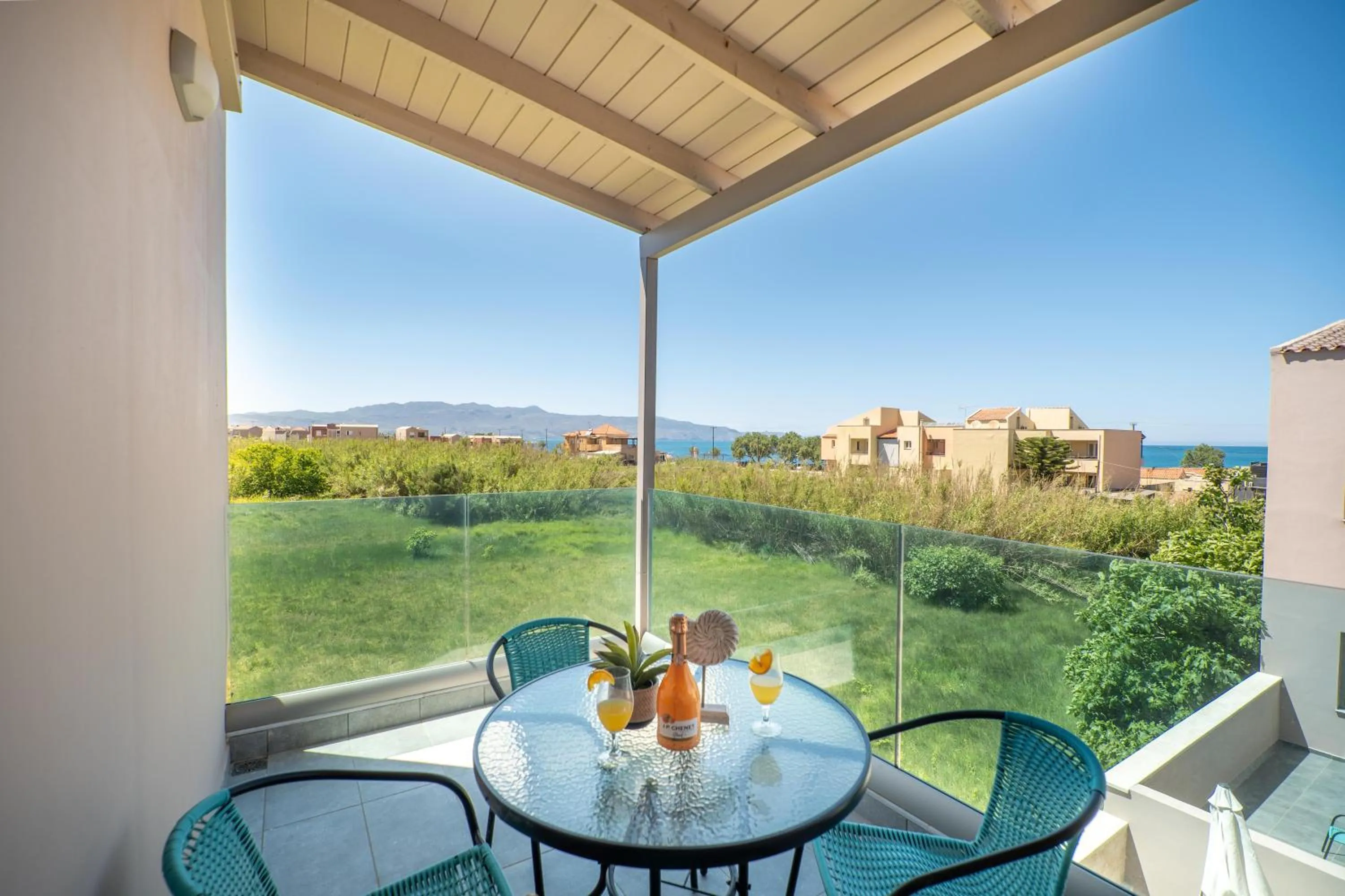 Balcony/Terrace in Aegean Breeze Luxury Apartments next to the sea