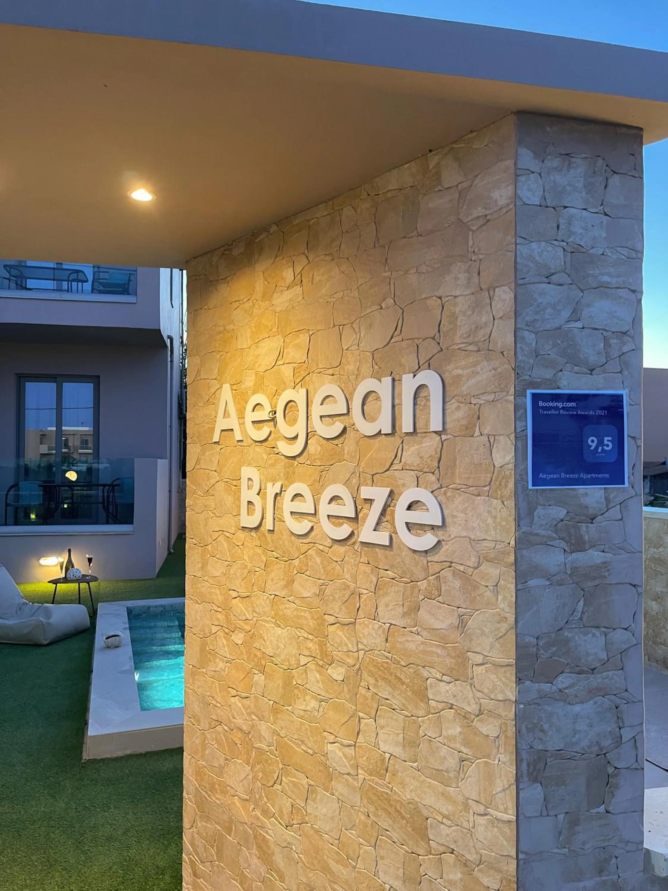 Property building in Aegean Breeze Luxury Apartments next to the sea