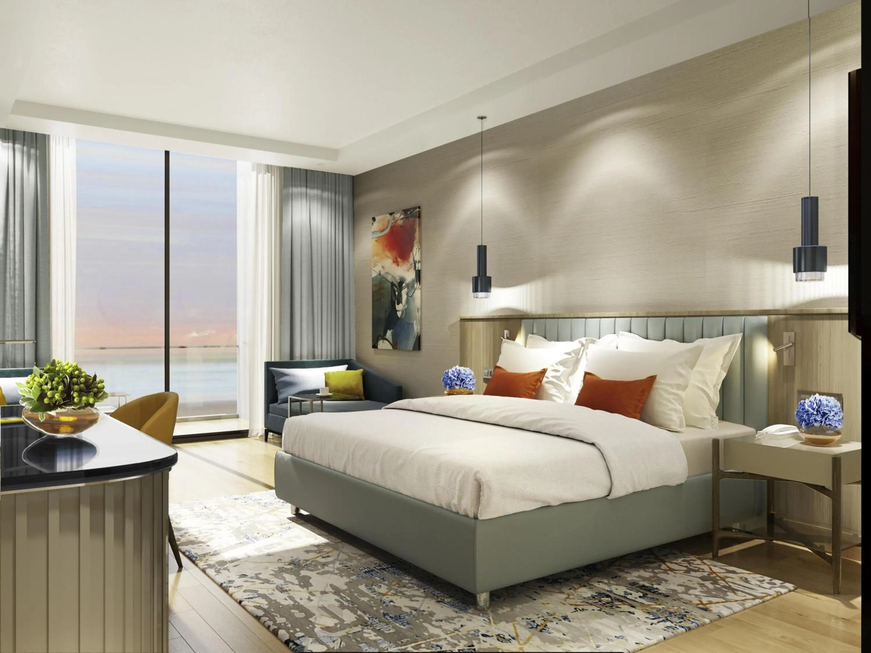 Bedroom, Bed in Rixos Water World Aktau - Theme Park Free Access