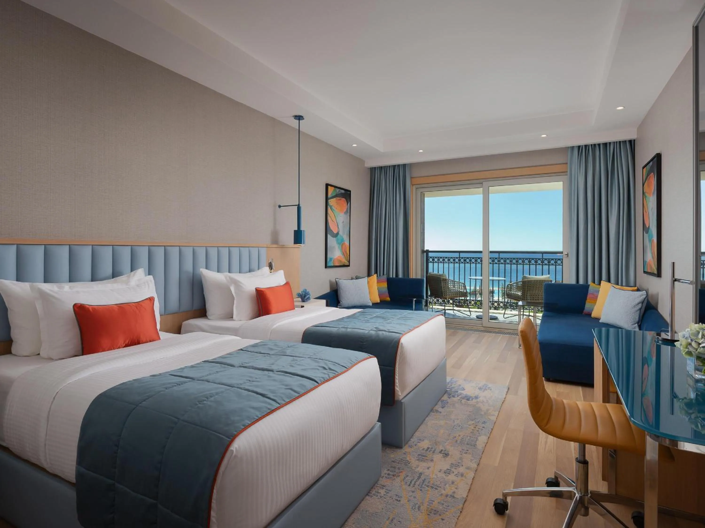Bedroom, Bed in Rixos Water World Aktau - Theme Park Free Access