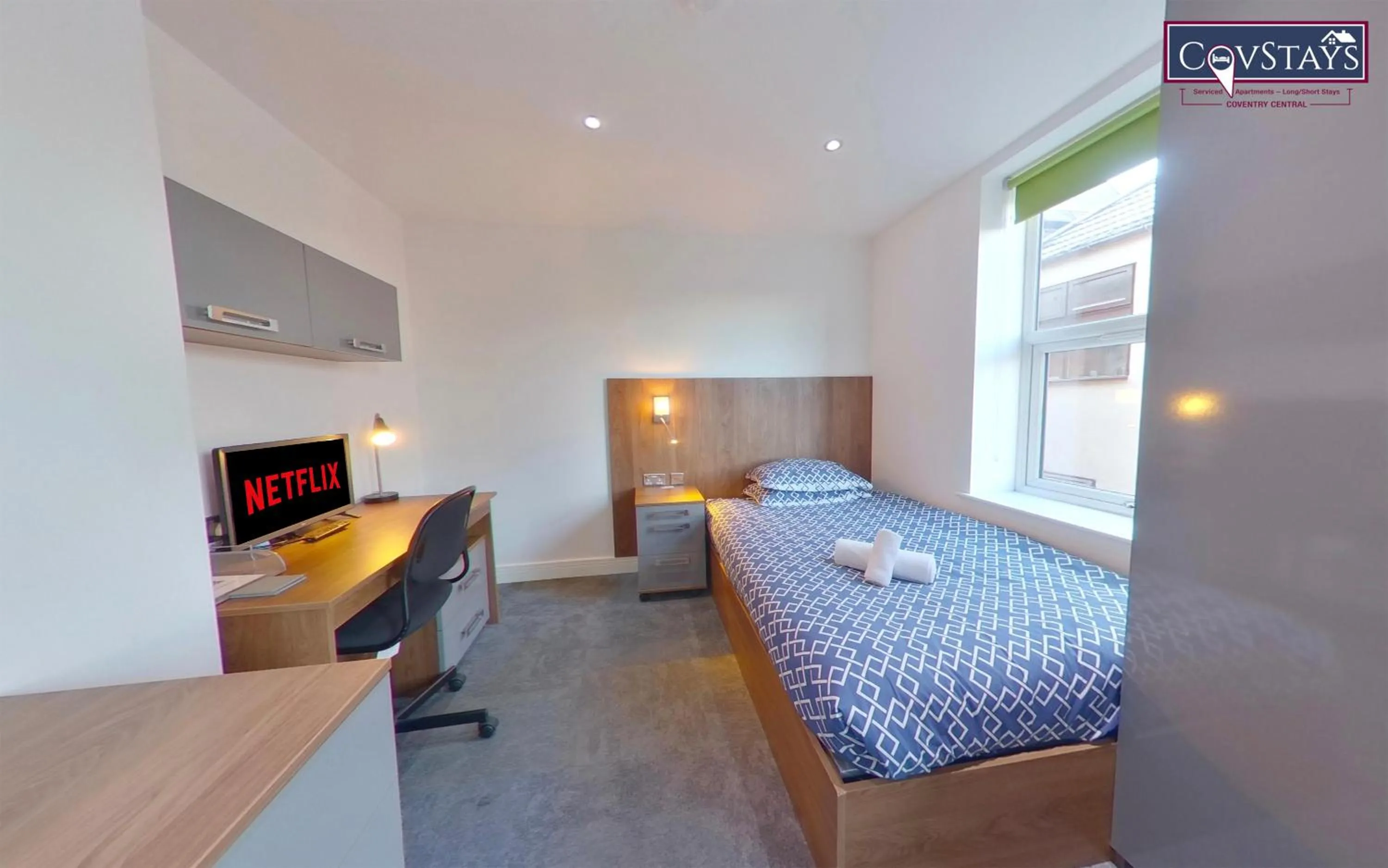 Bed in Victoria House - Deluxe Studios in Coventry City Centre, free parking, by COVSTAYS