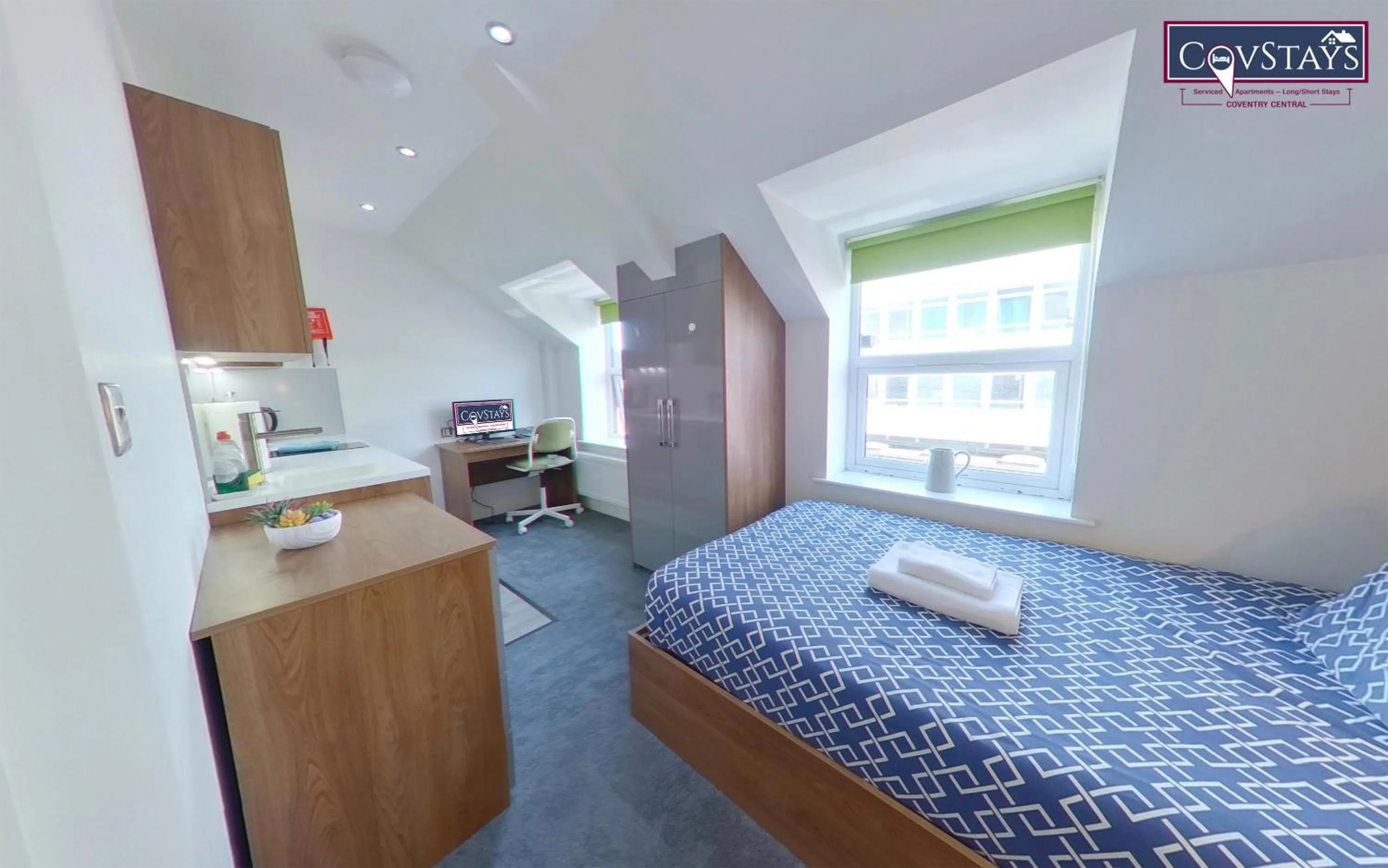 Bed in Victoria House - Deluxe Studios in Coventry City Centre, free parking, by COVSTAYS