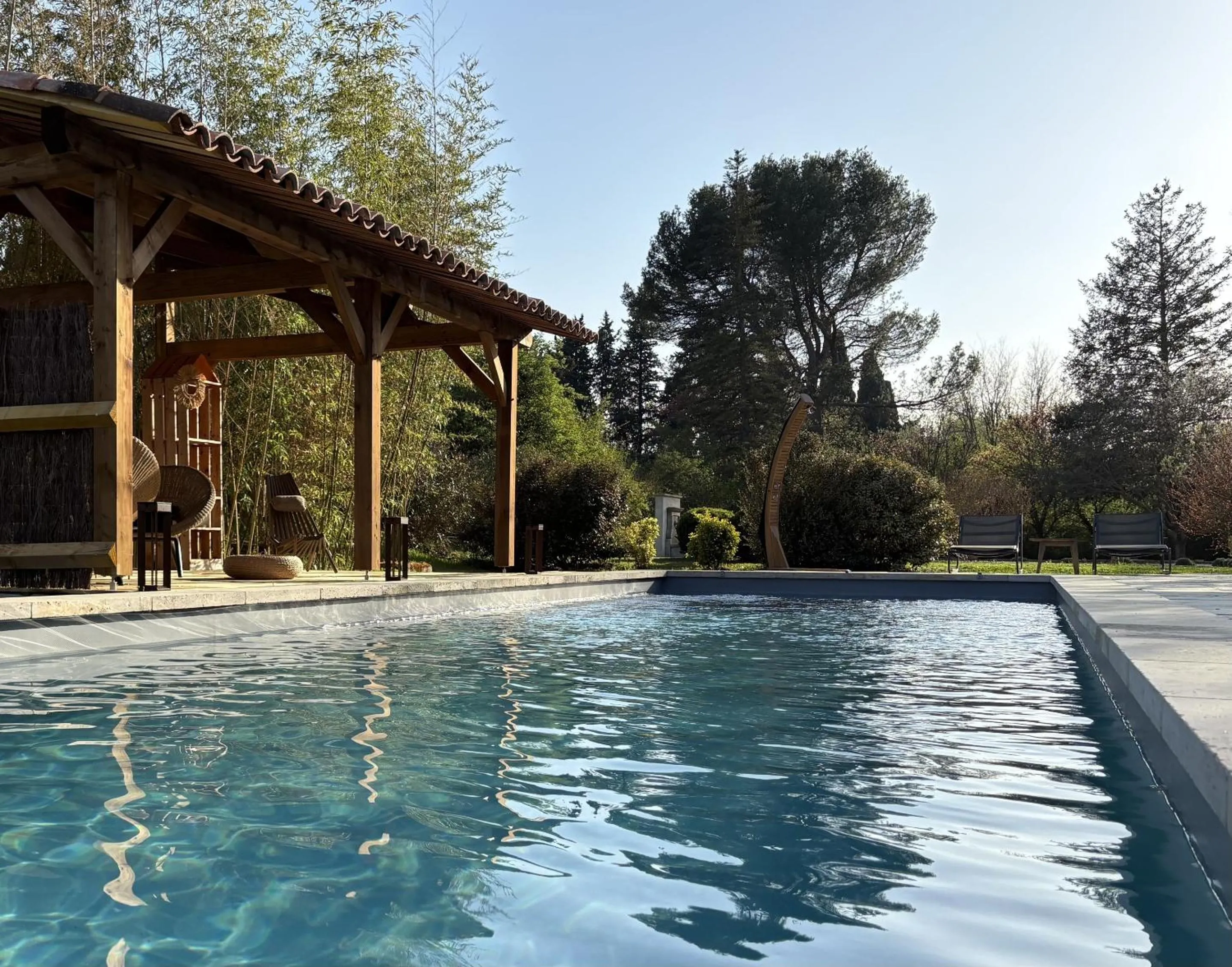 Pool view in Mas d'Auseu