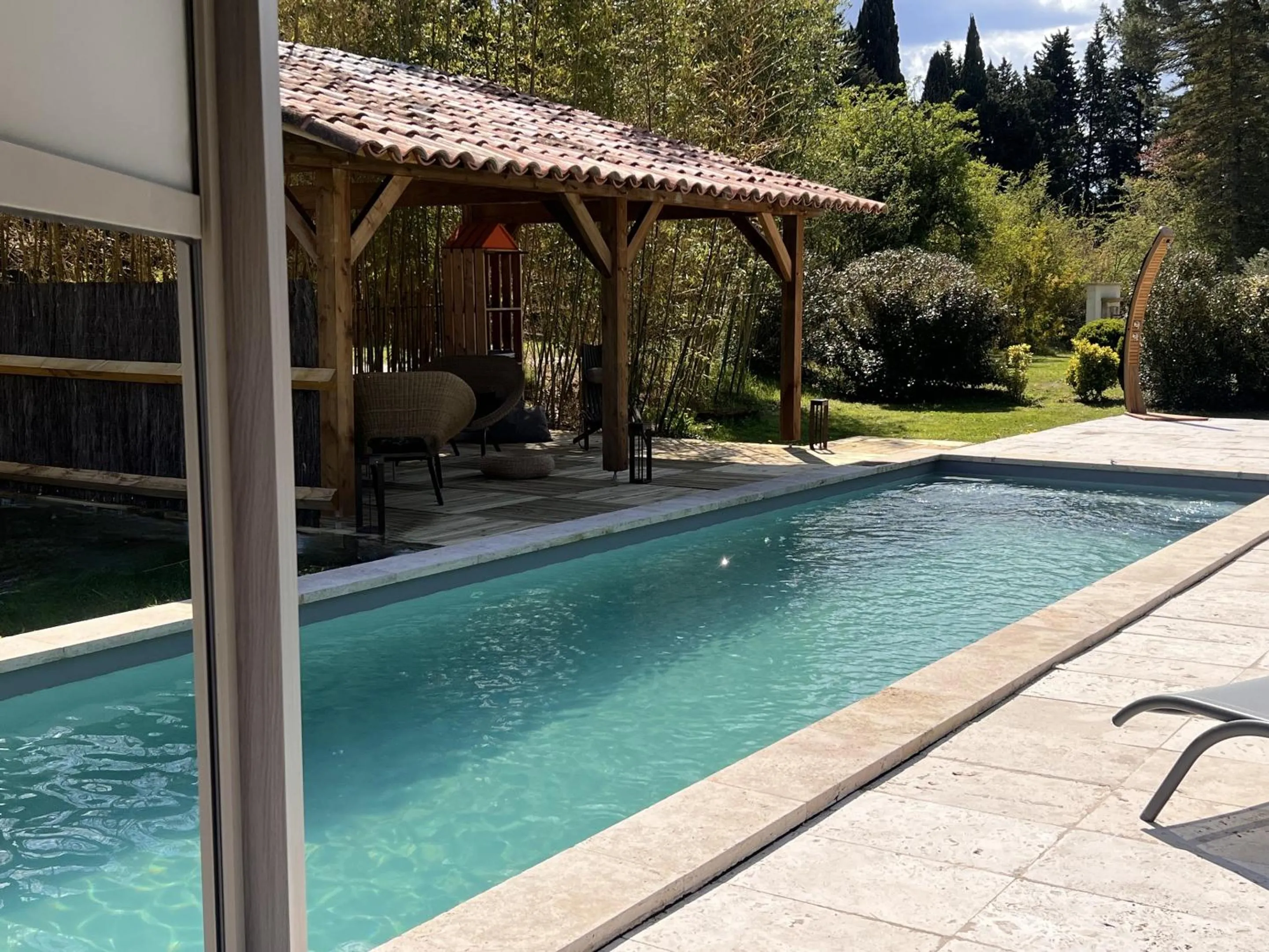 Pool view in Mas d'Auseu
