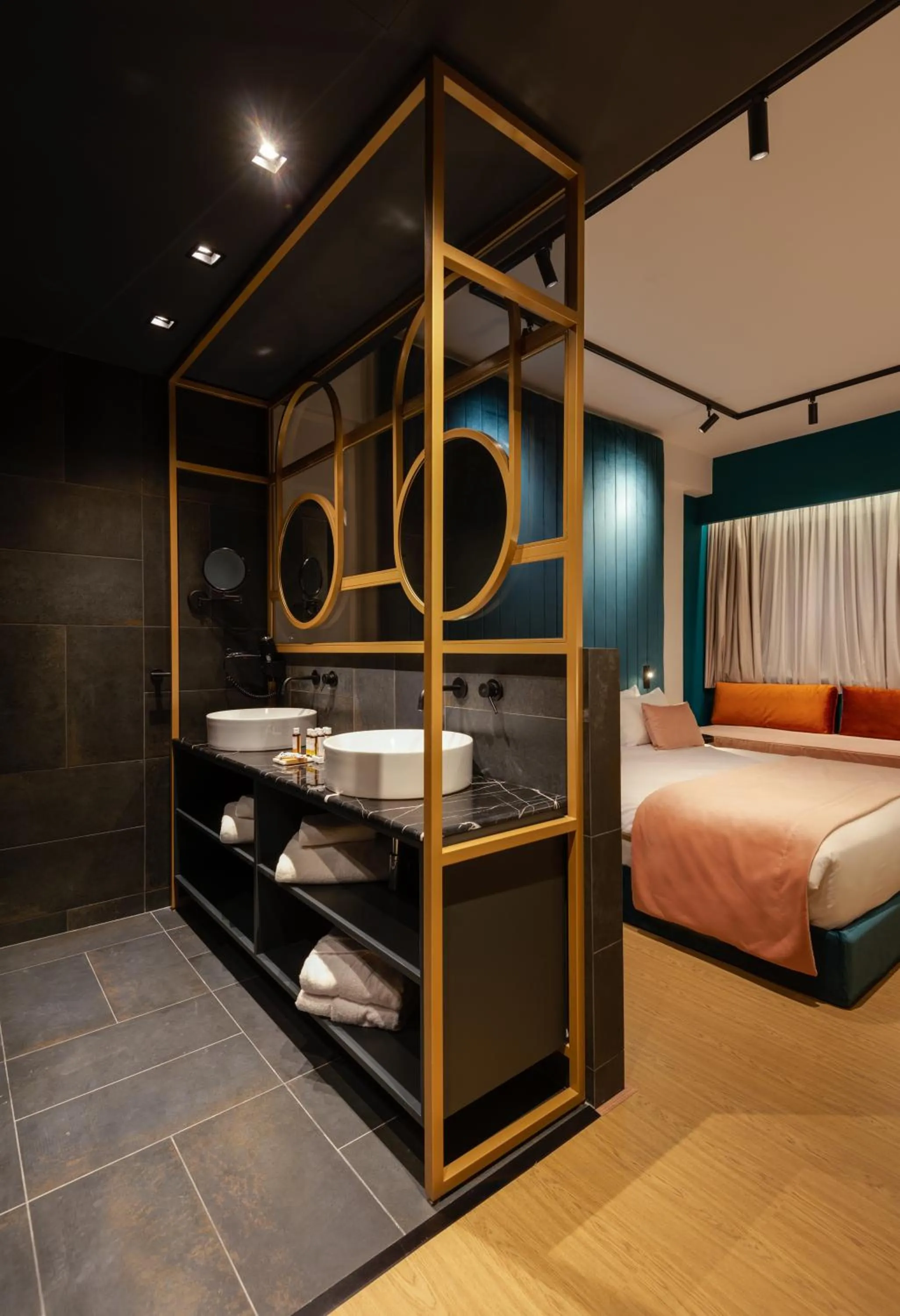 Bathroom, Bed in Colors Hotel Athens