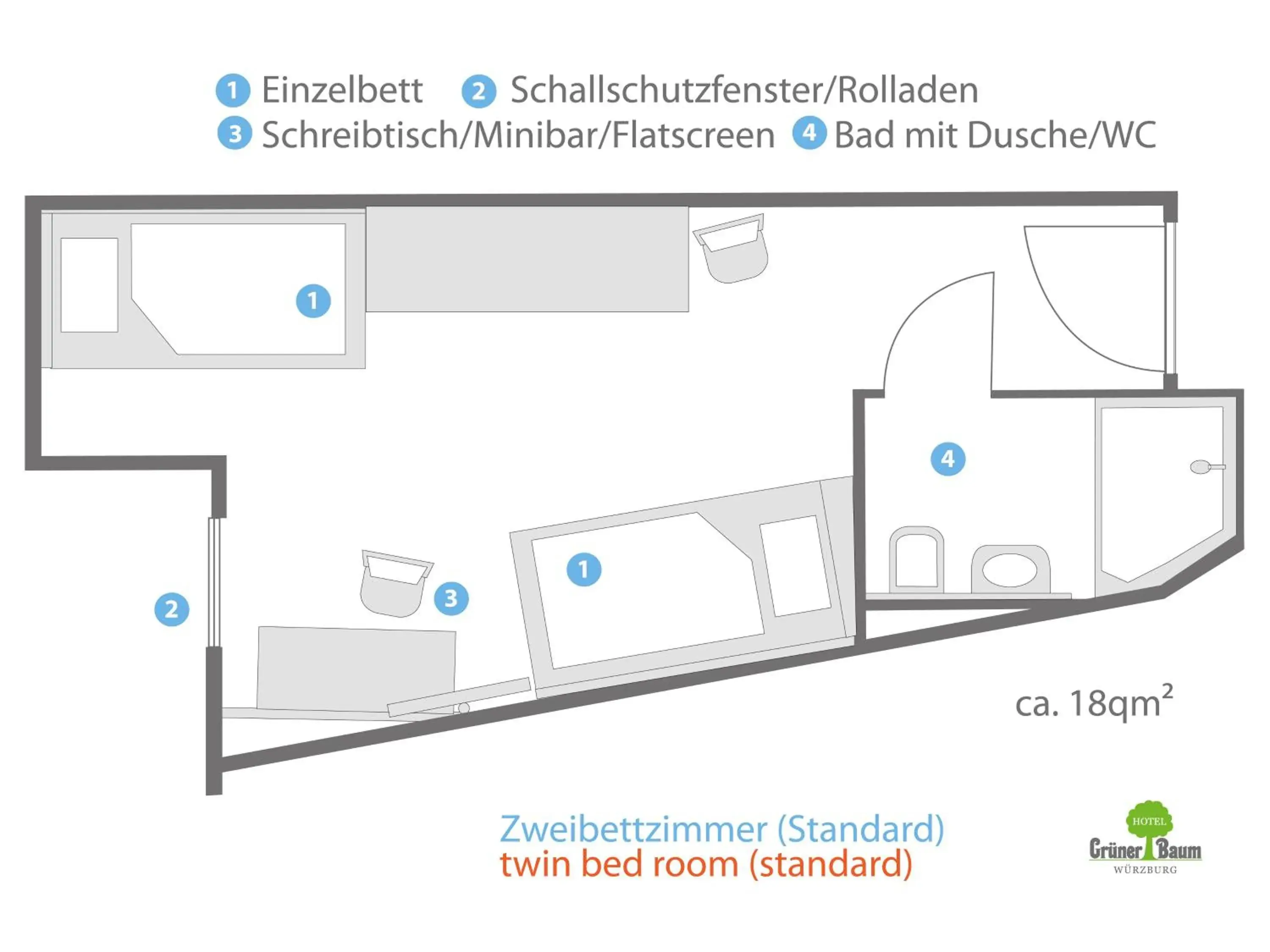 Twin Room - single occupancy in Hotel Grüner Baum Twin Room - single occupancy in Hotel Grüner Baum