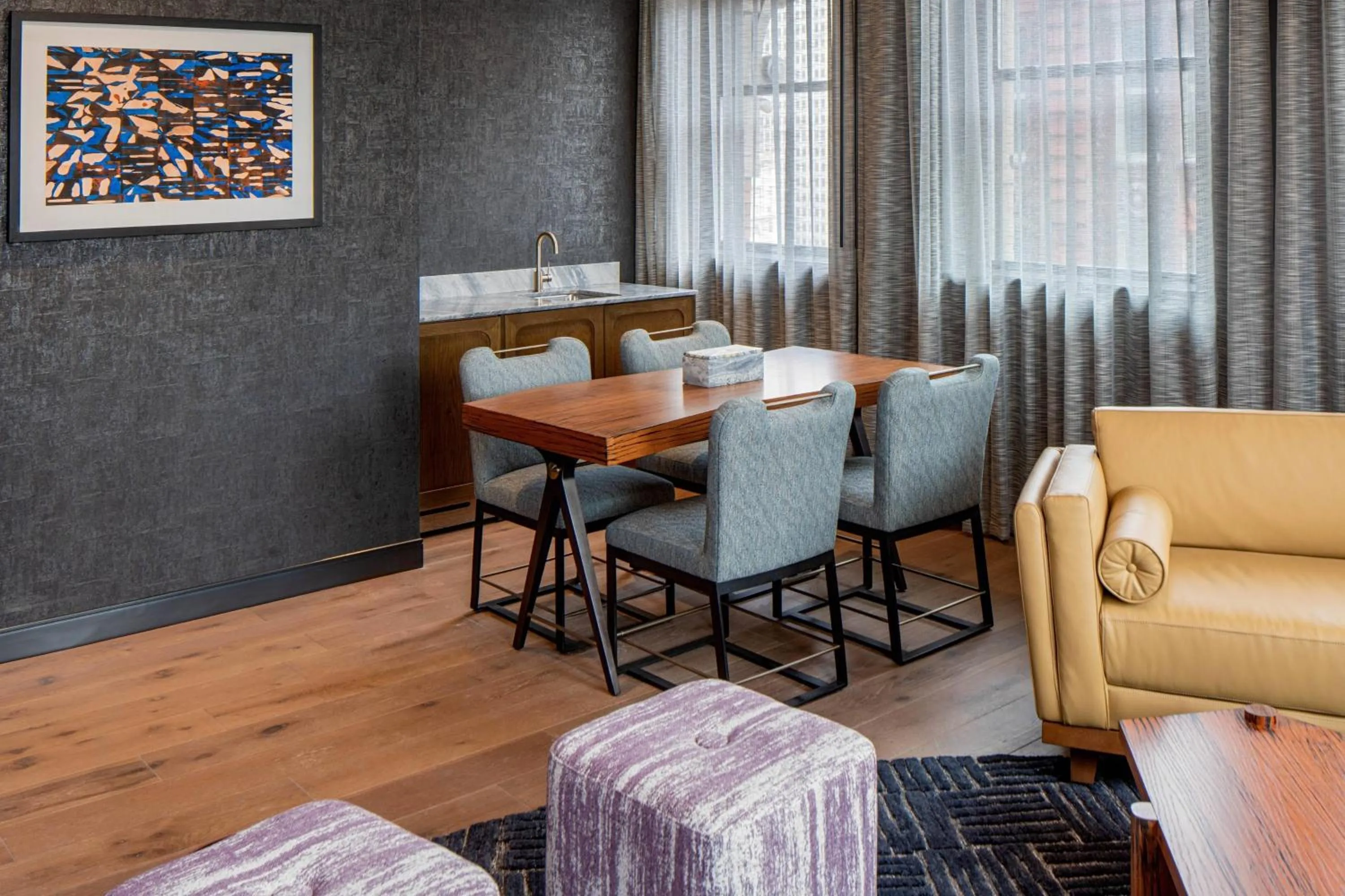 Living room in The Industrialist Hotel, Pittsburgh, Autograph Collection