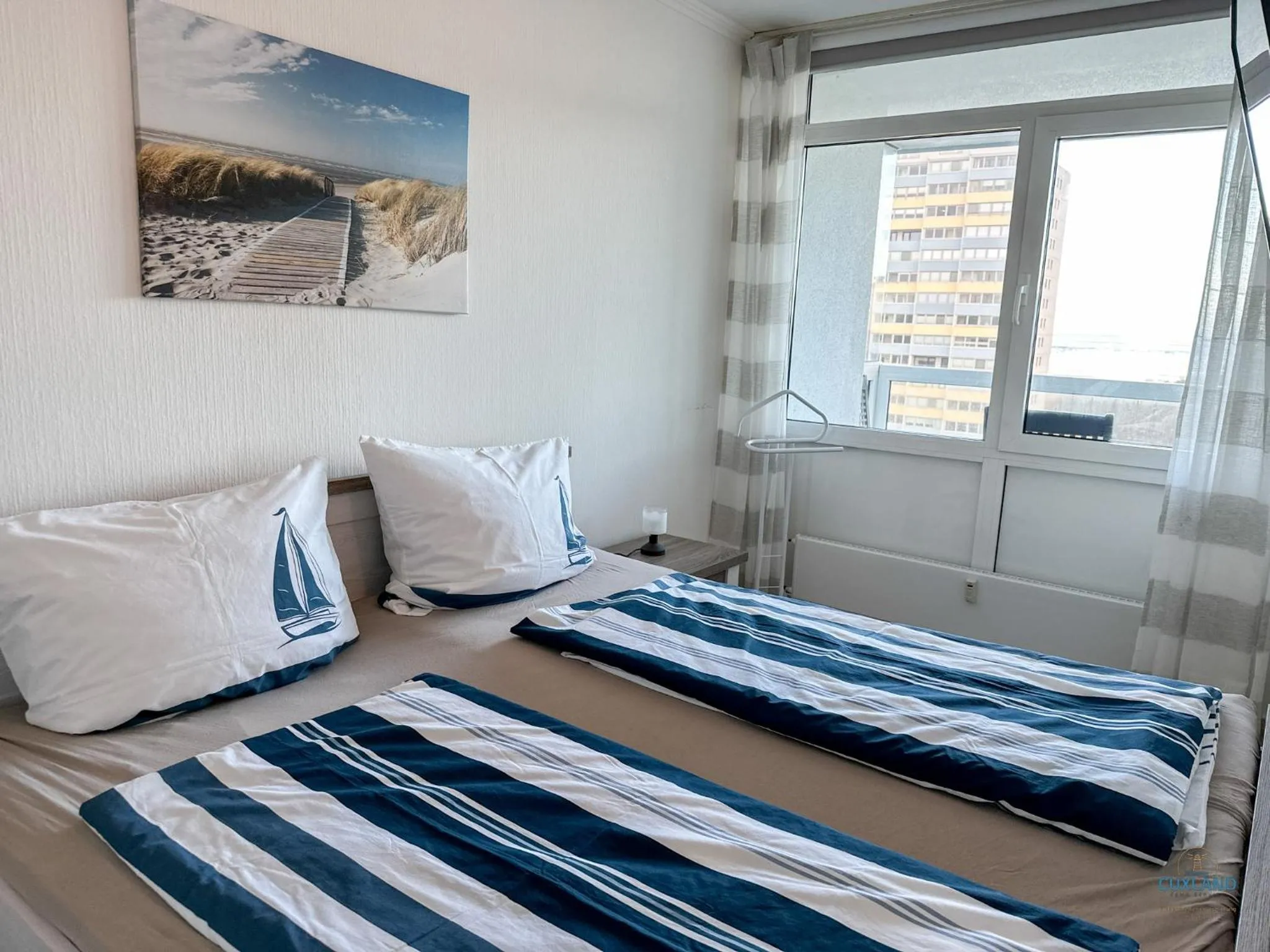 Bedroom, Bed in Urlaub mit spektakulärer Aussicht auf das Wattenmeer