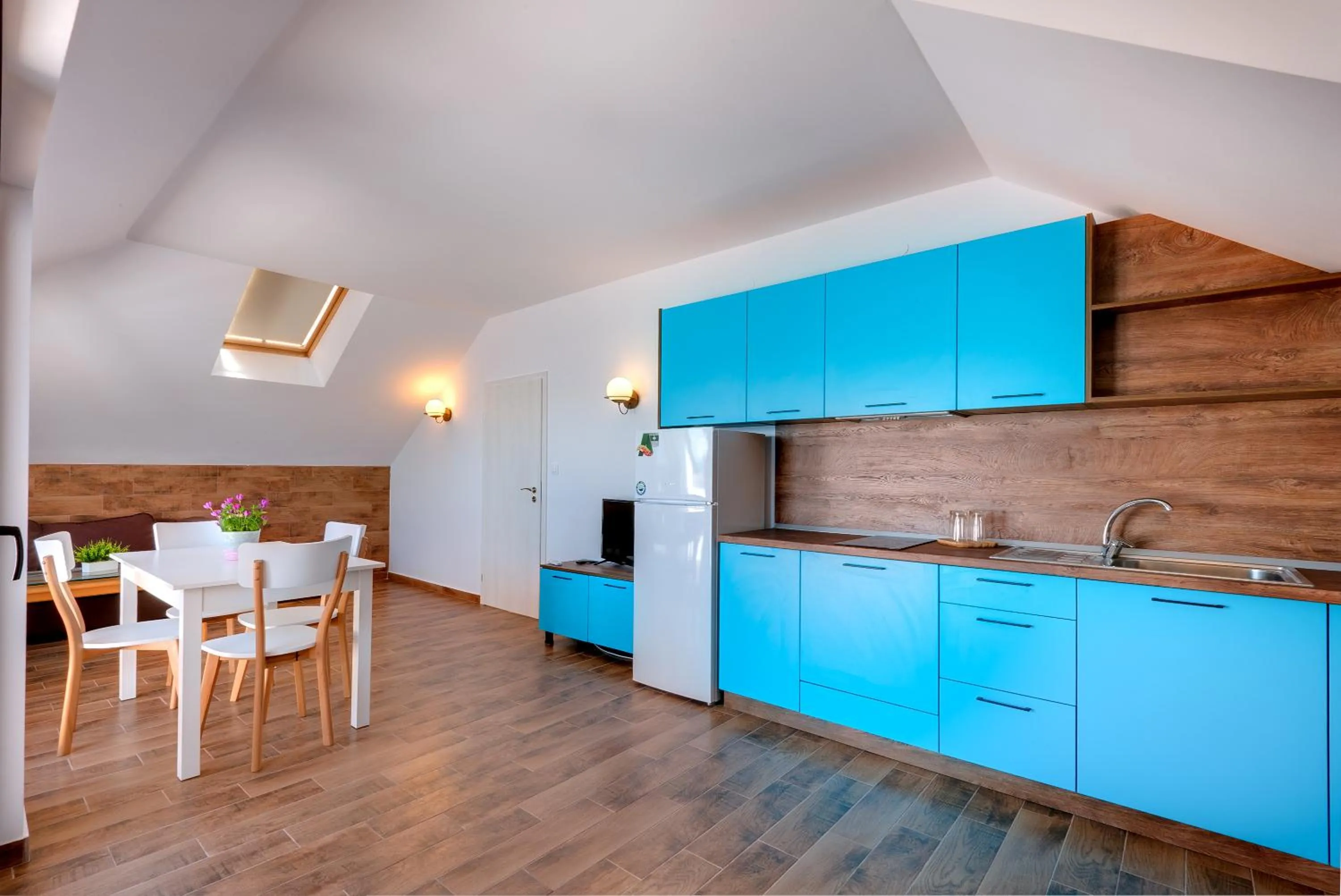Kitchen or kitchenette in Panorama Blue Family Hotel and Free parking