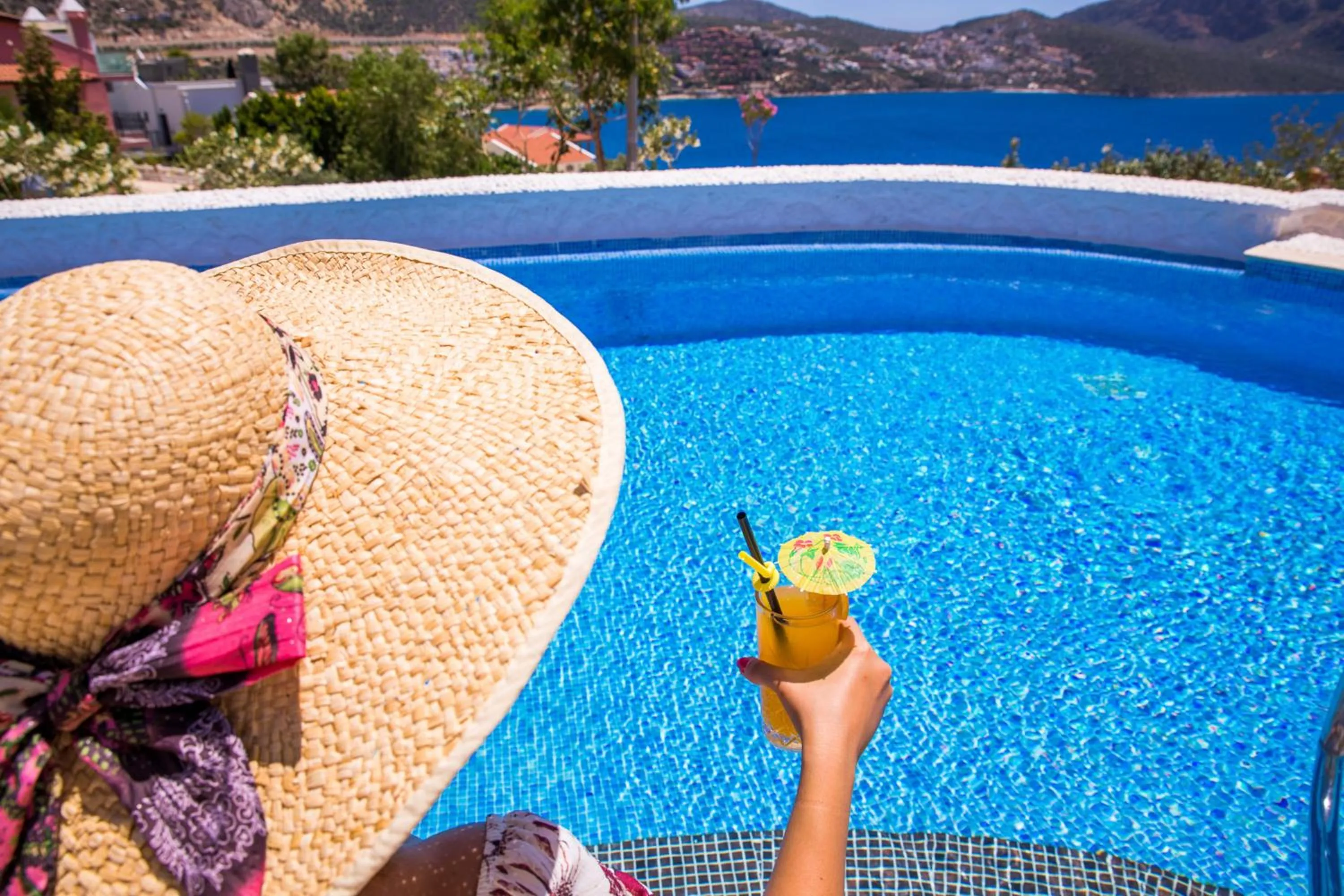 Pool view in Kalkan Saray Suites Hotel