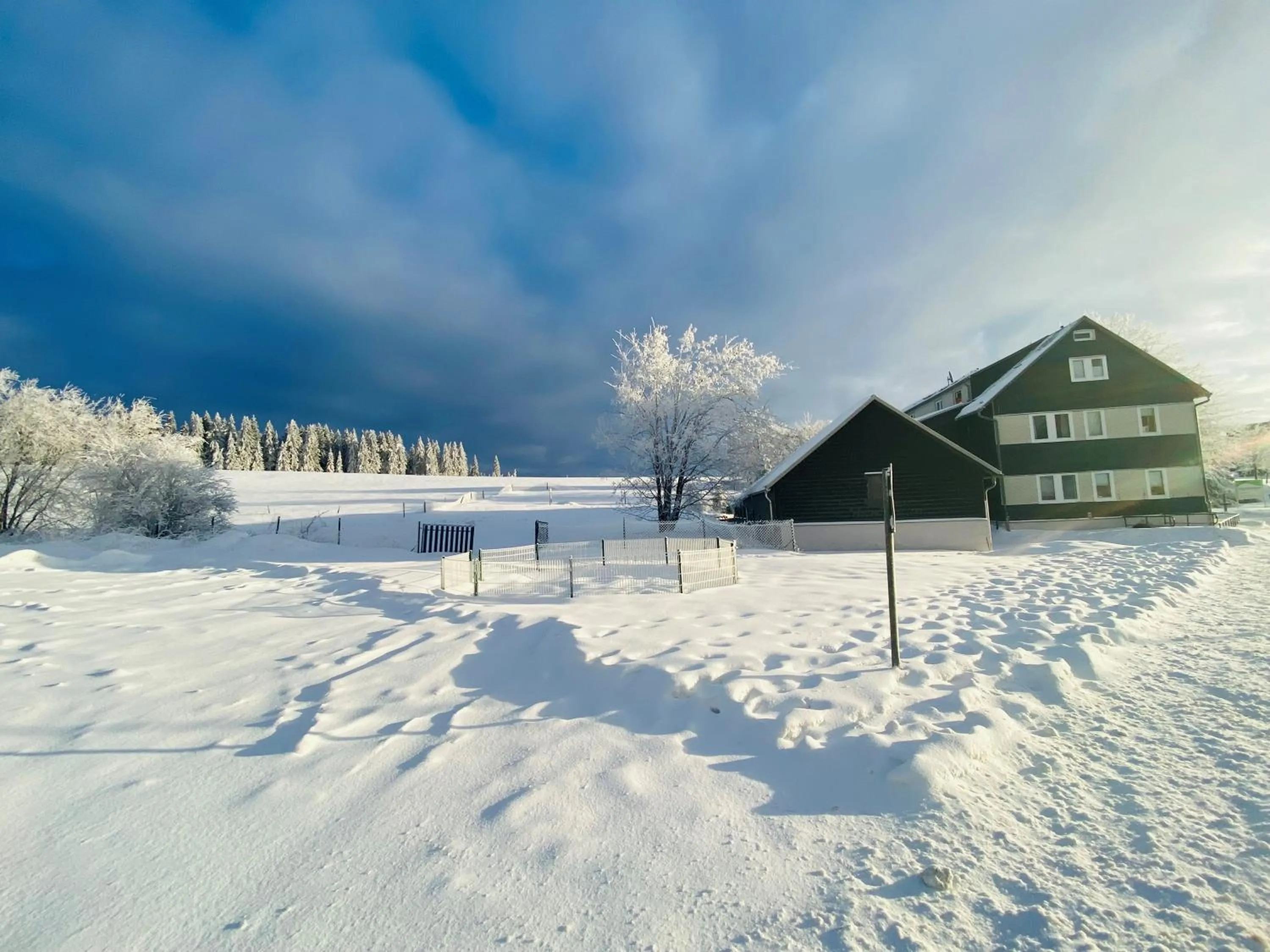 Winter in Haus Rosenbaum am Rennsteig Gruppenhaus - Pension - Begegnungsstätte bis 50 Personen
