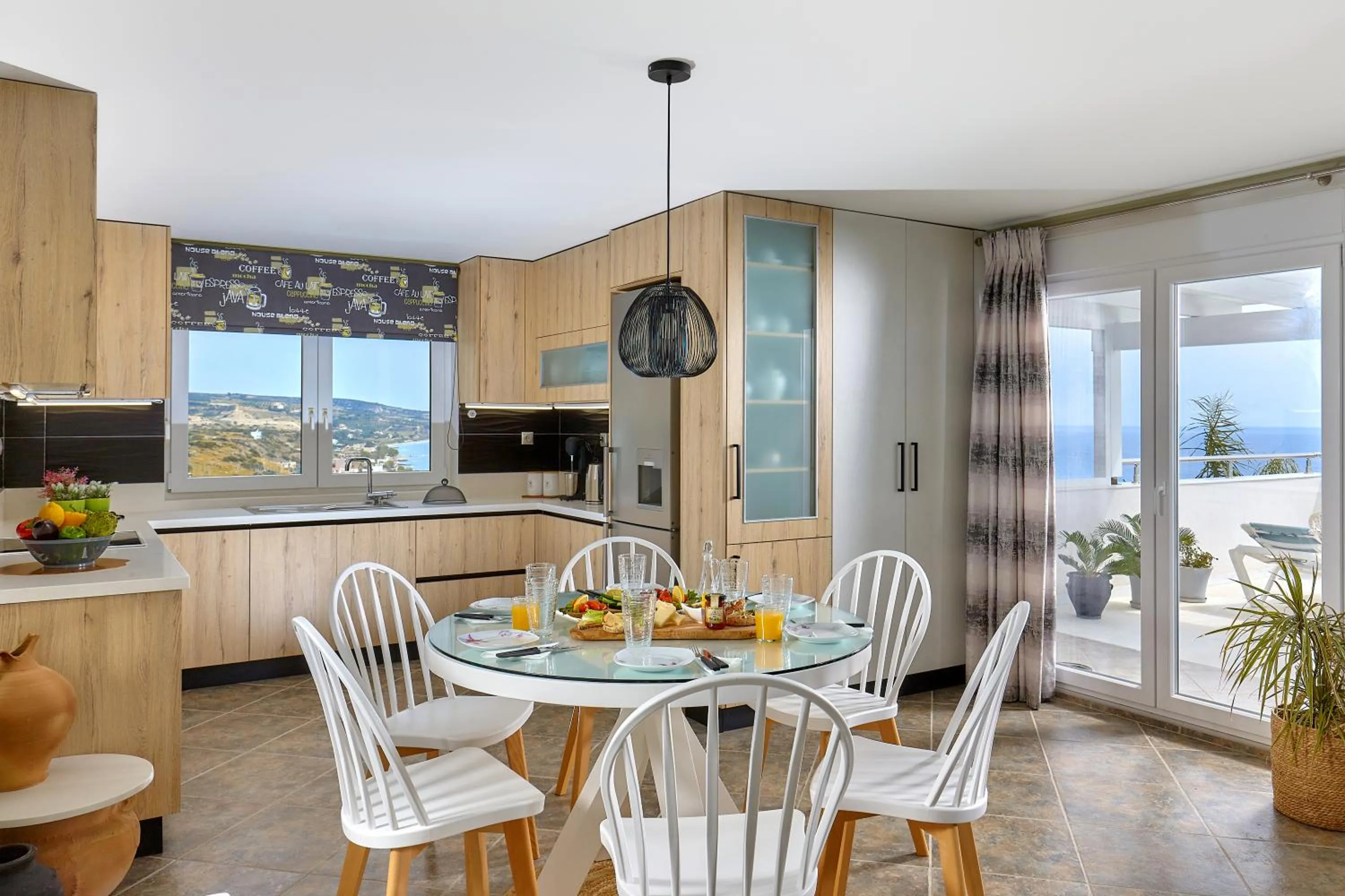 Kitchen or kitchenette in Breathtaking sea view flat in south Crete