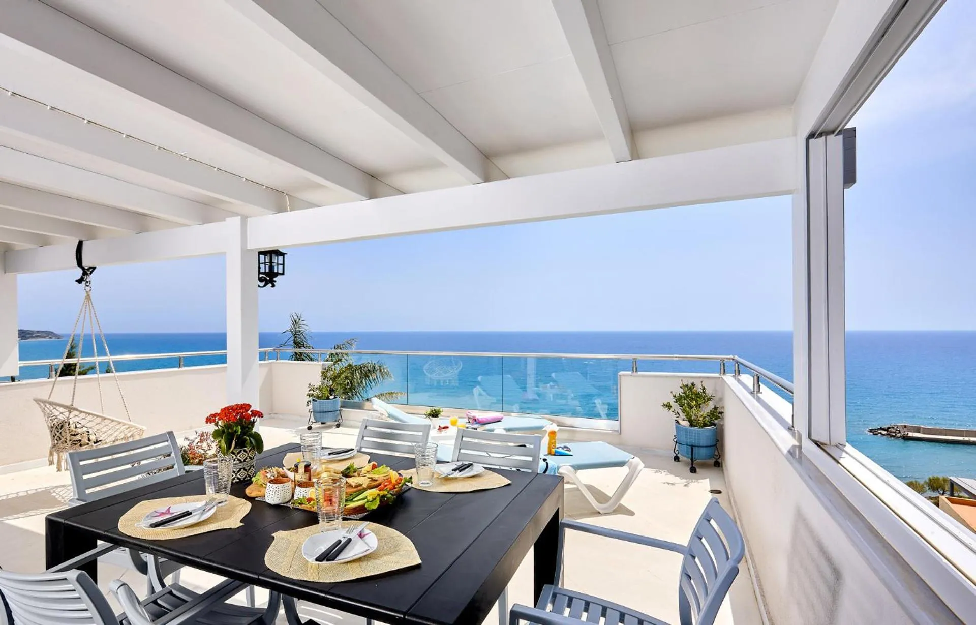Balcony/Terrace in Breathtaking sea view flat in south Crete