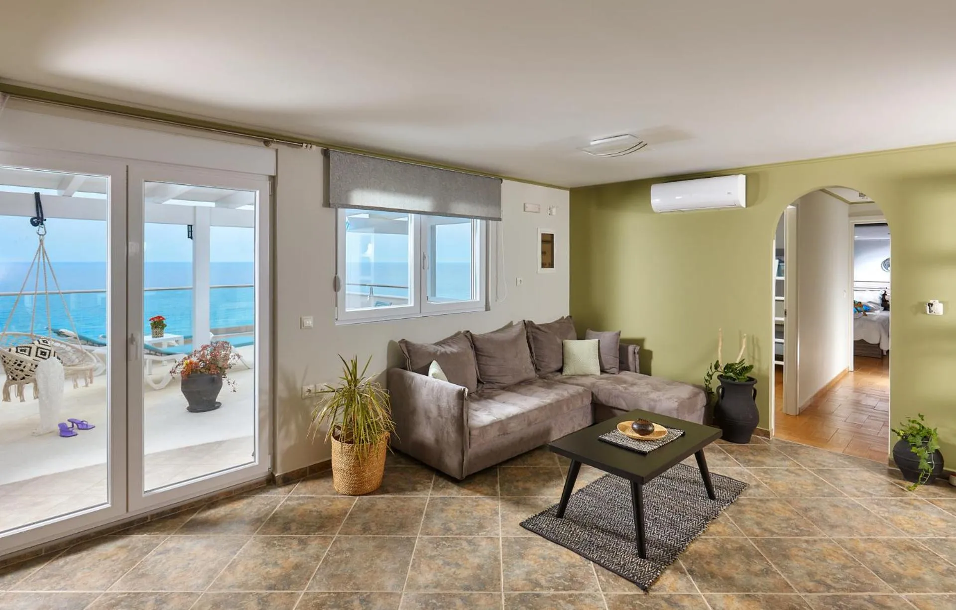 Living room in Breathtaking sea view flat in south Crete