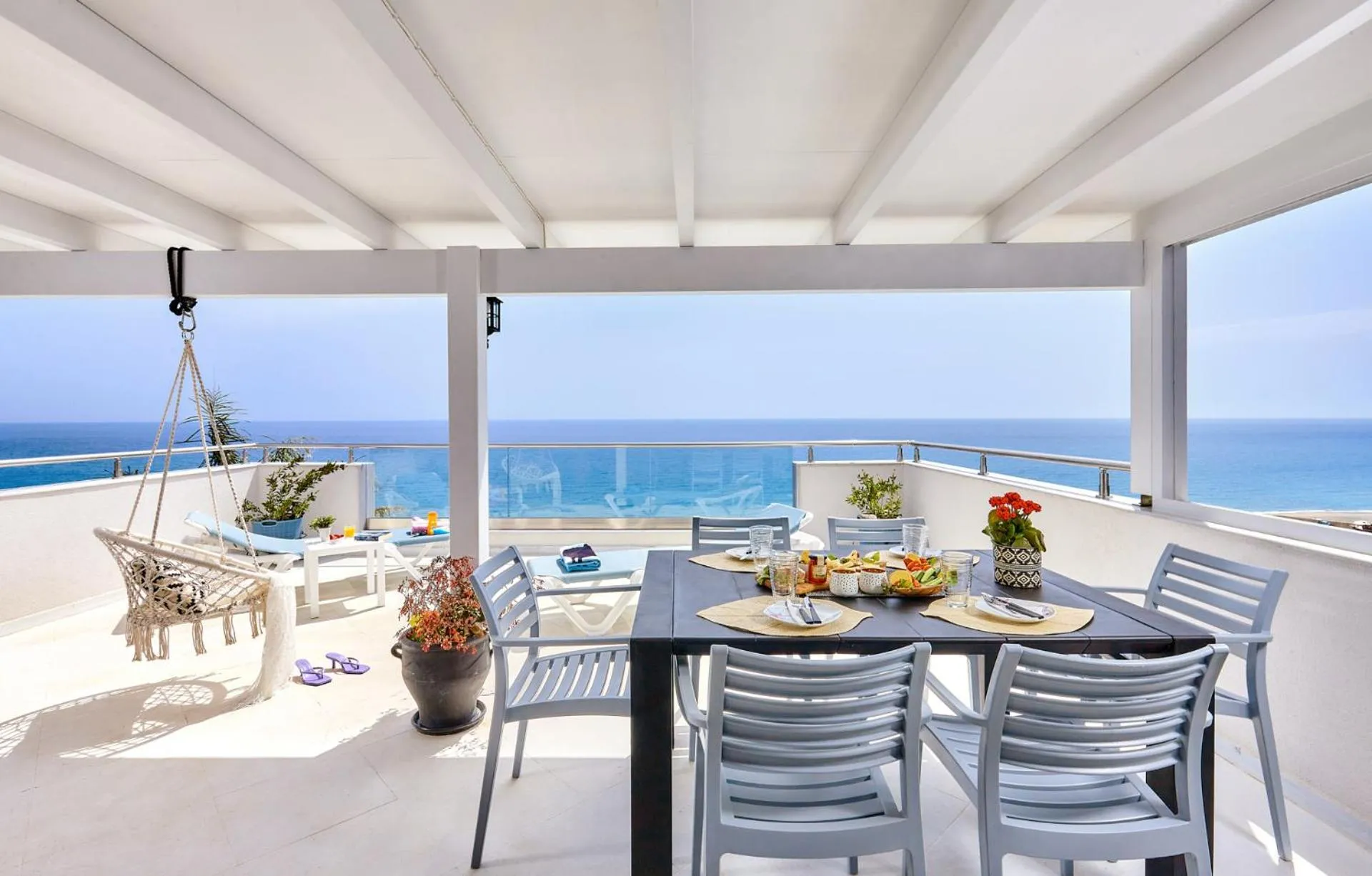Balcony/Terrace in Breathtaking sea view flat in south Crete