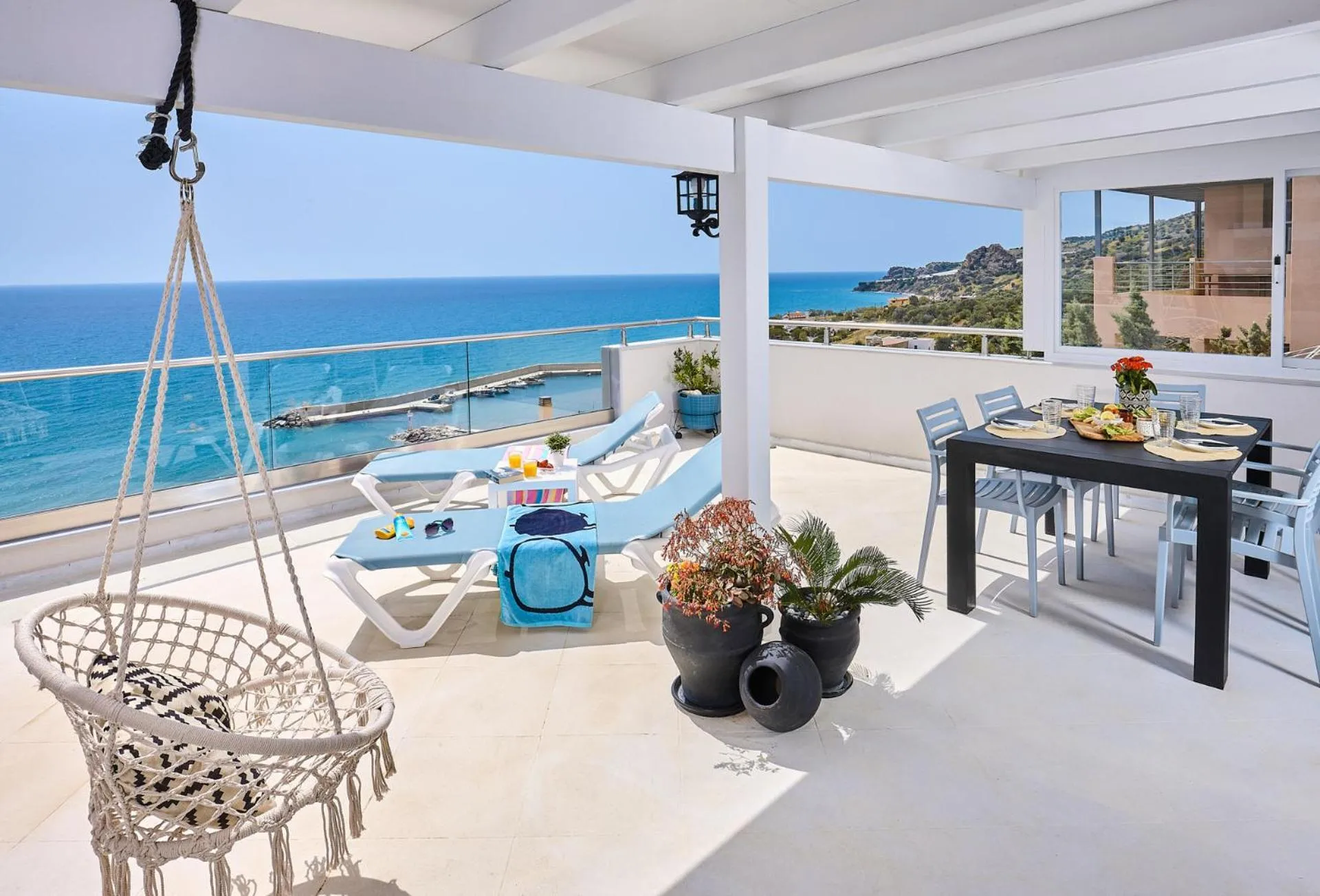Balcony/Terrace in Breathtaking sea view flat in south Crete