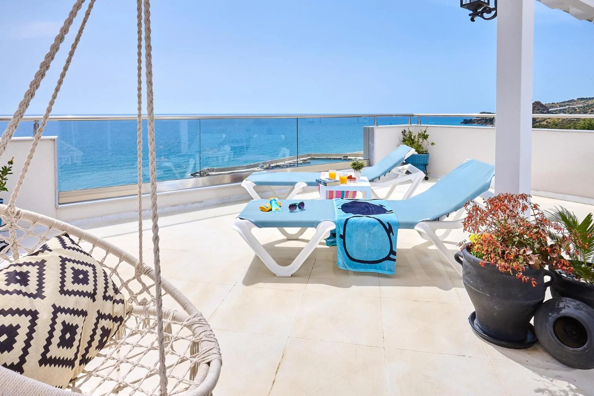 Balcony/Terrace in Breathtaking sea view flat in south Crete