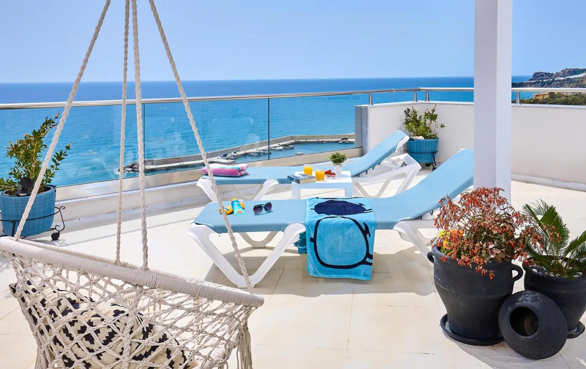 Balcony/Terrace in Breathtaking sea view flat in south Crete