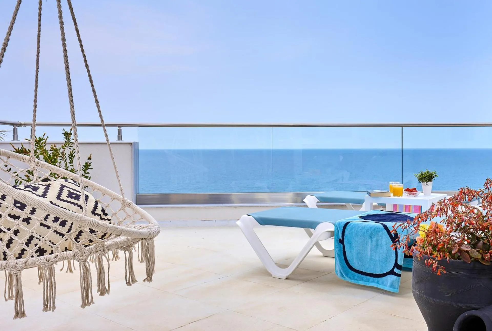 Balcony/Terrace in Breathtaking sea view flat in south Crete