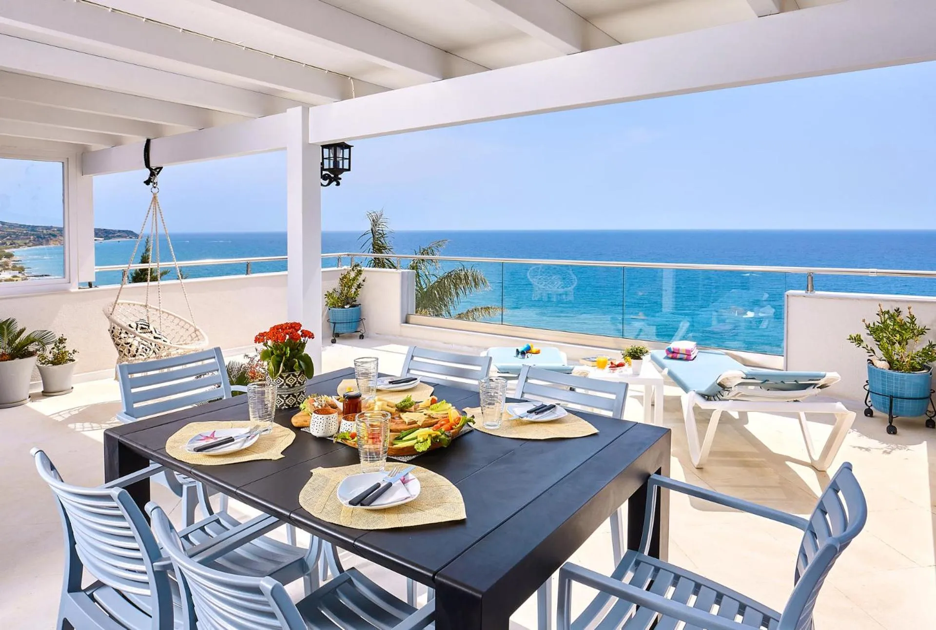 Balcony/Terrace in Breathtaking sea view flat in south Crete