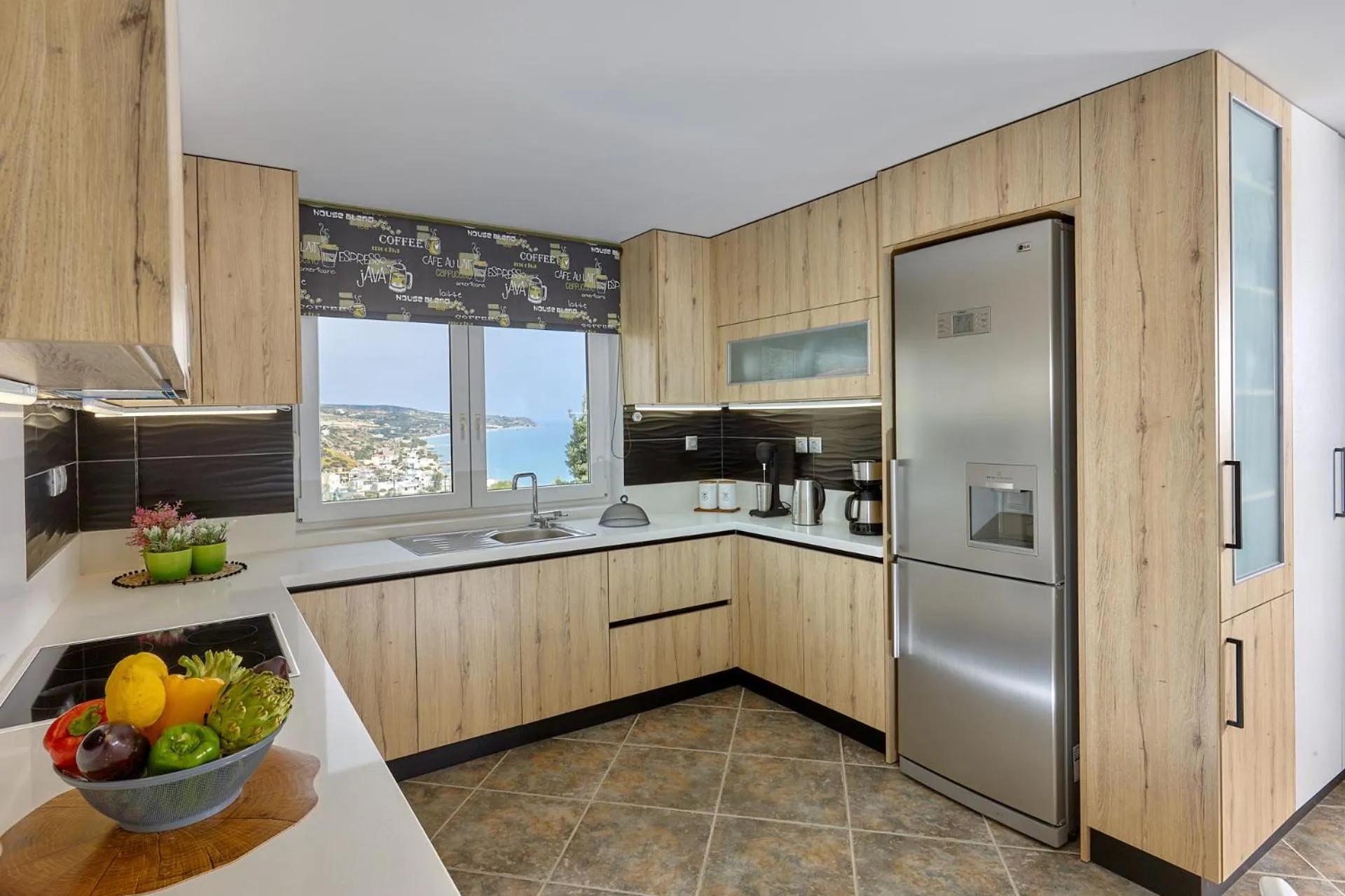 Kitchen or kitchenette in Breathtaking sea view flat in south Crete