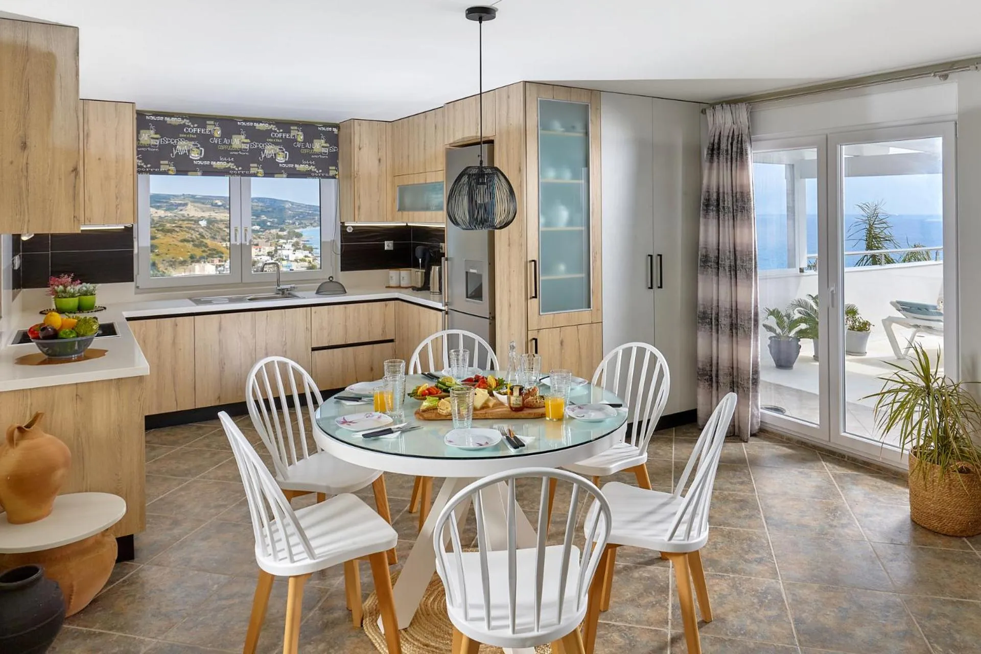 Dining area in Breathtaking sea view flat in south Crete