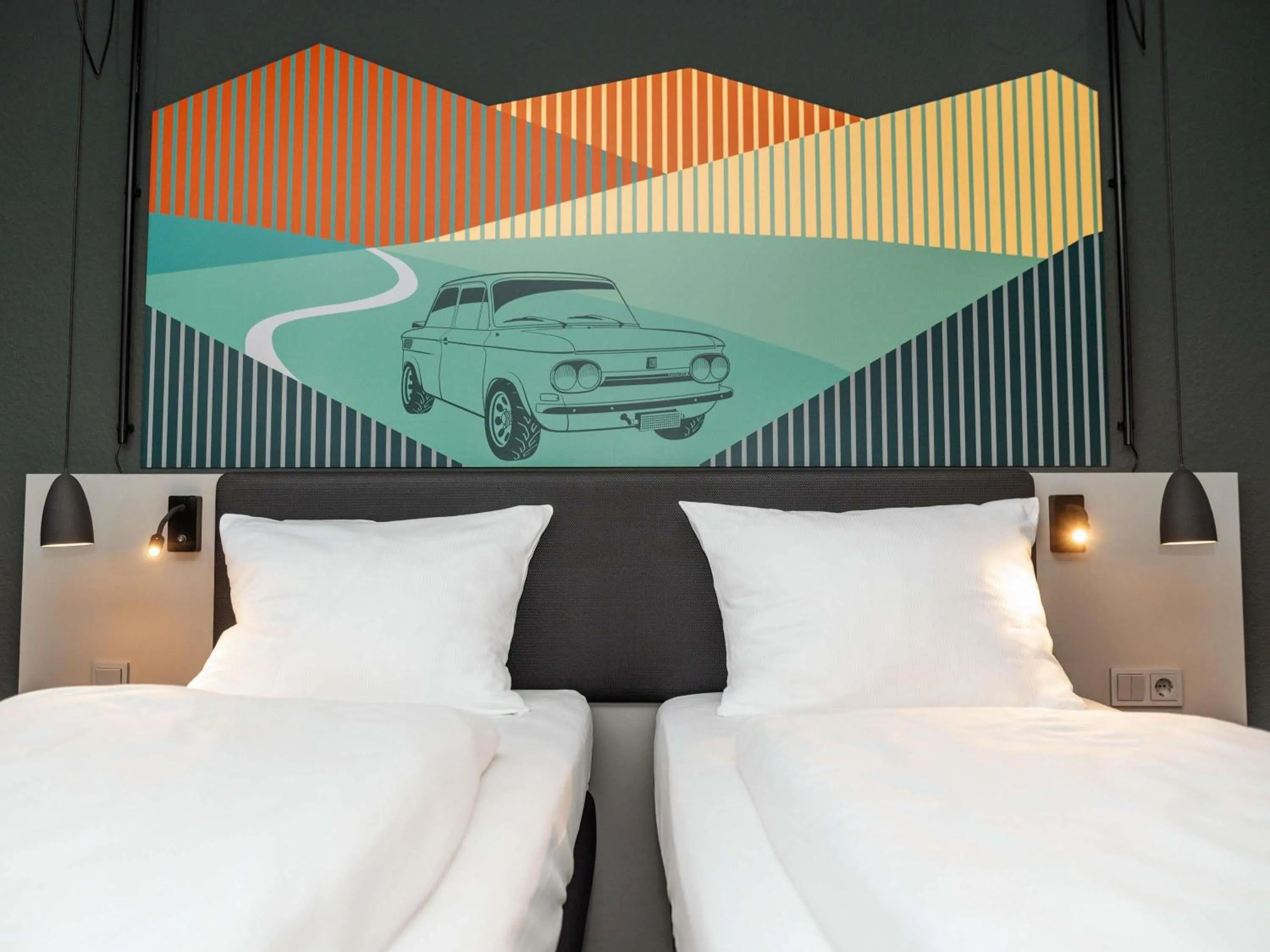 Bedroom, Bed in ibis Styles Neckarsulm