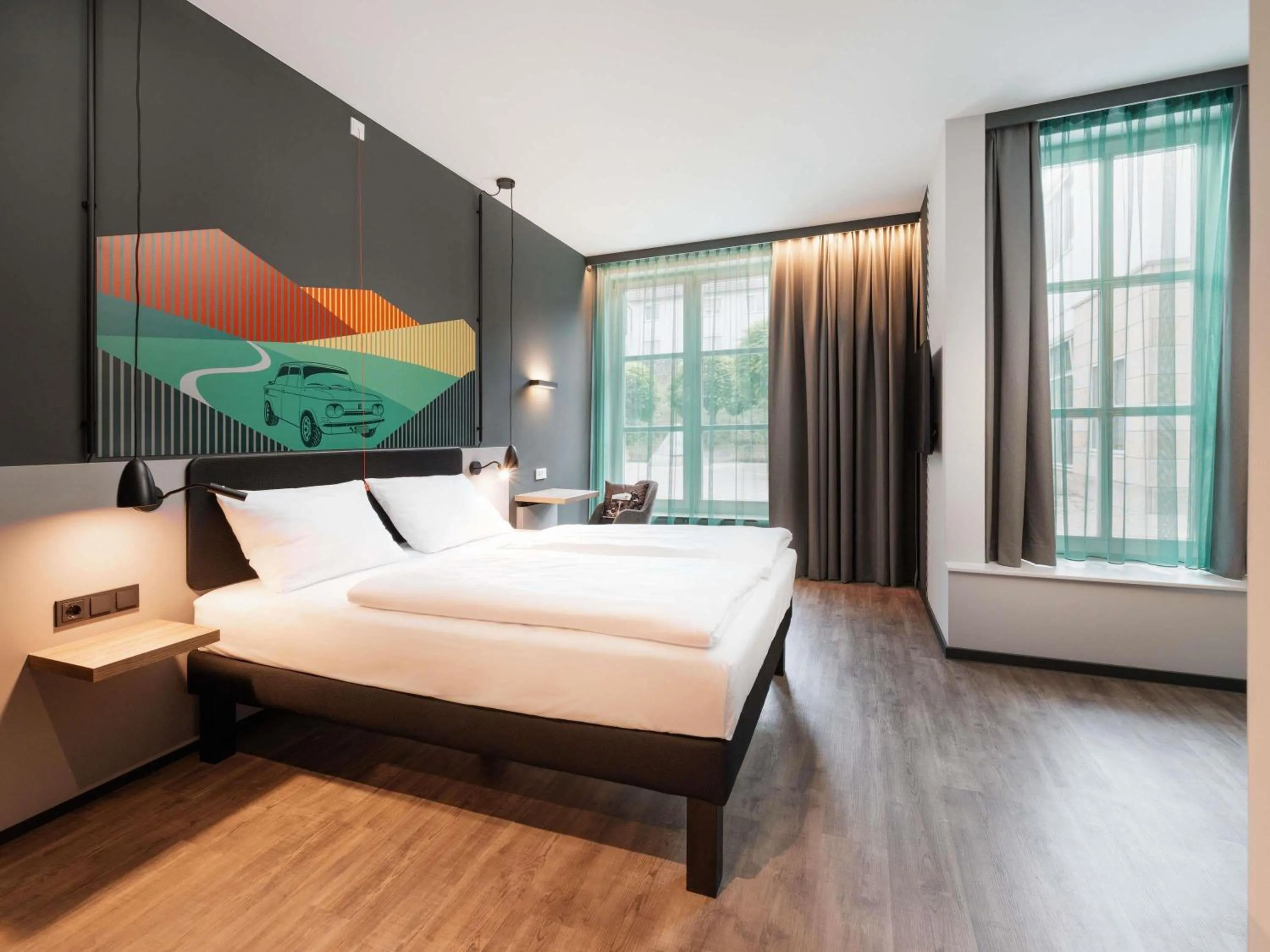 Bedroom, Bed in ibis Styles Neckarsulm
