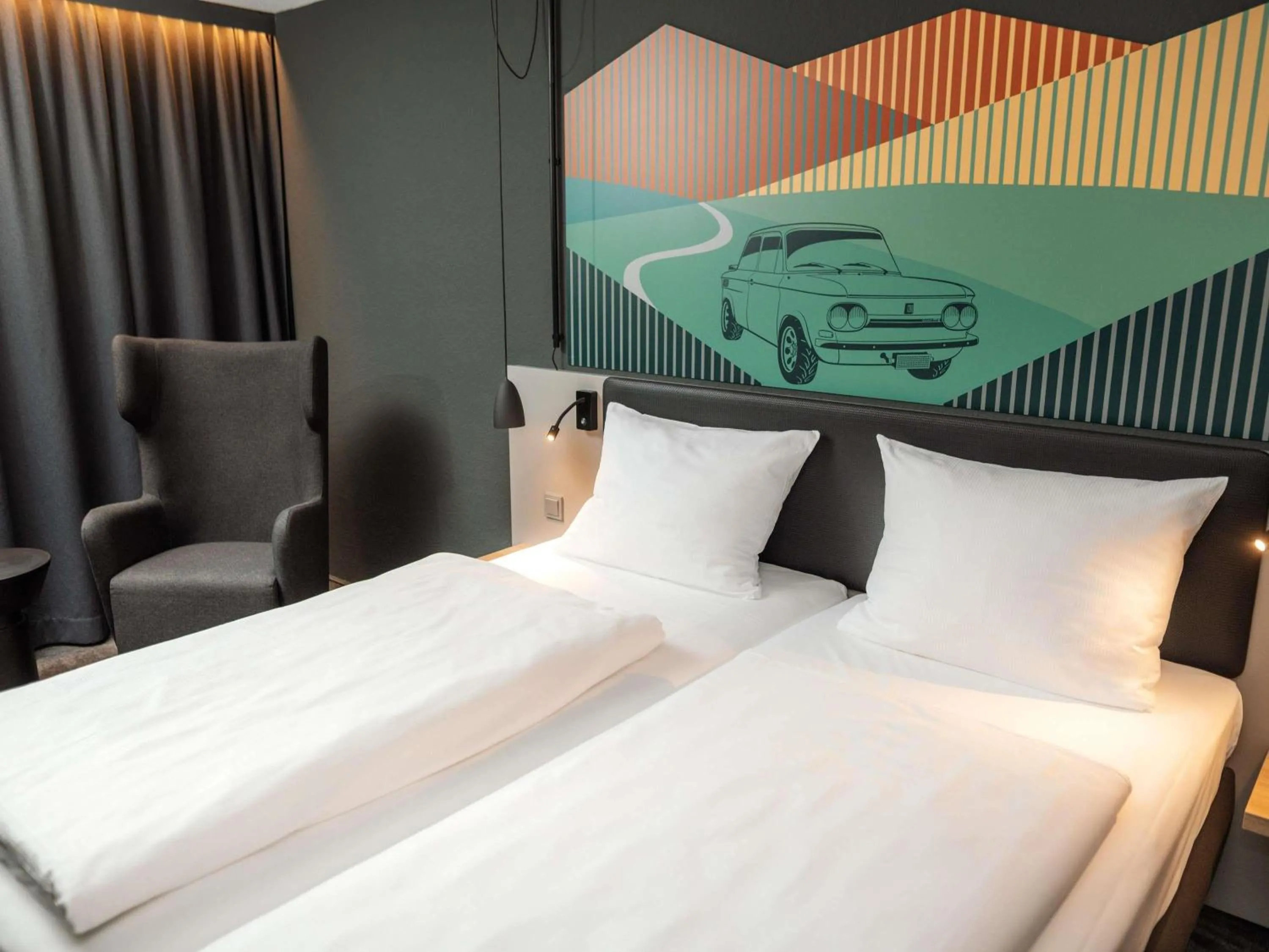 Bedroom, Bed in ibis Styles Neckarsulm