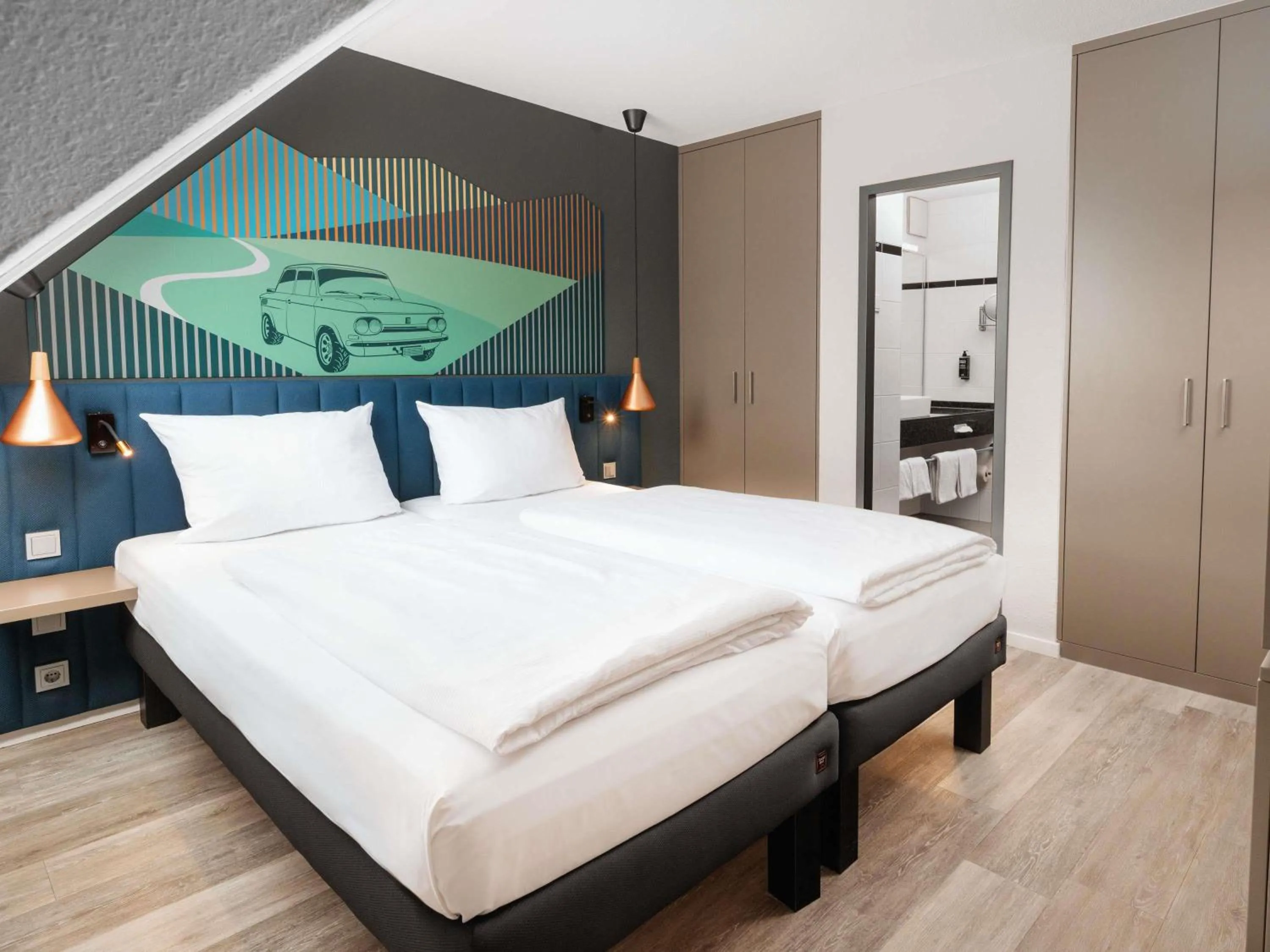 Bedroom, Bed in ibis Styles Neckarsulm